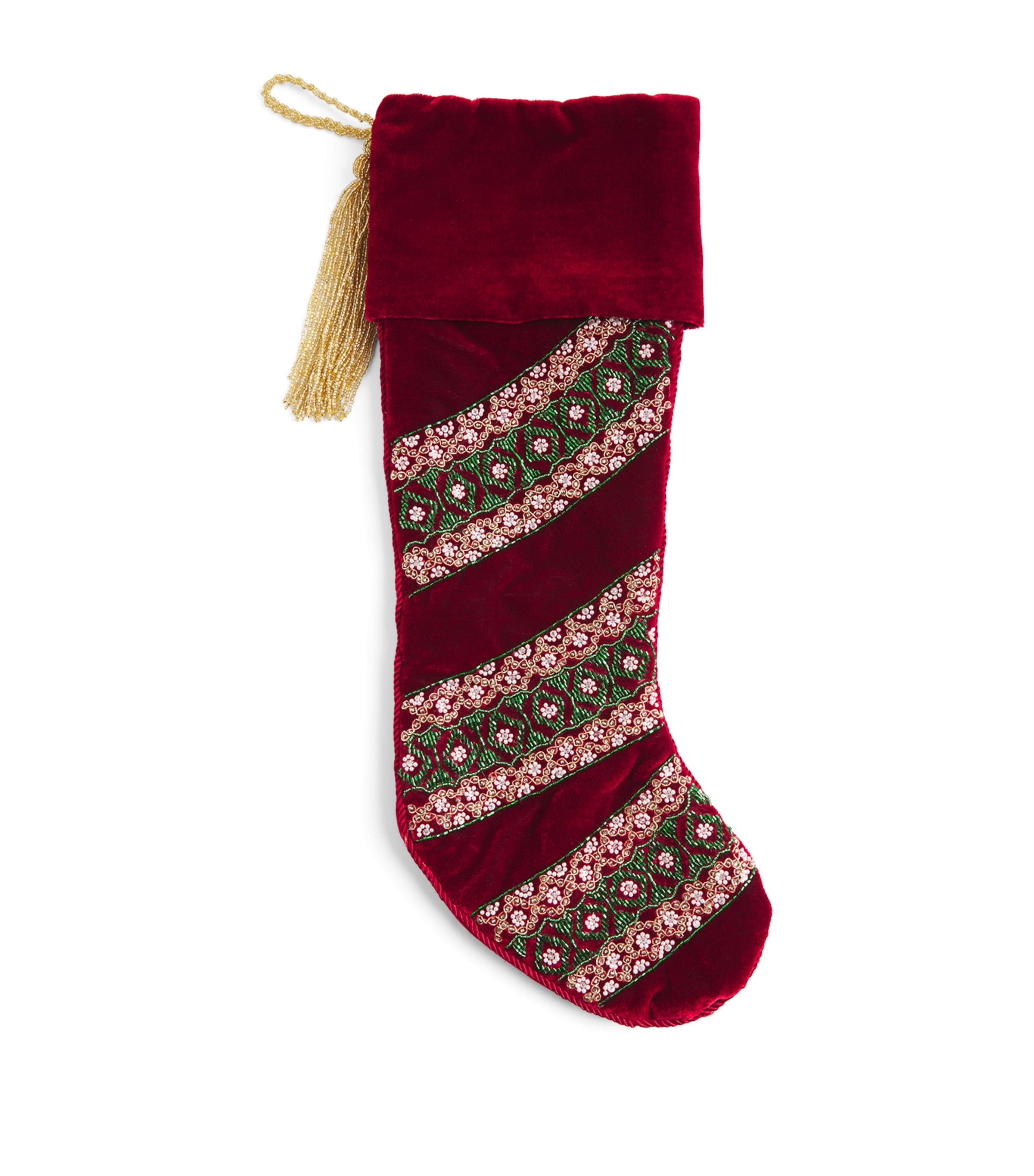 Harrods Velvet Embellished Stocking In Red