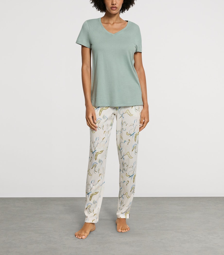 Hanro Womens Stretch-Cotton Sleep & Lounge T-Shirt Dark Seafoam Image 4