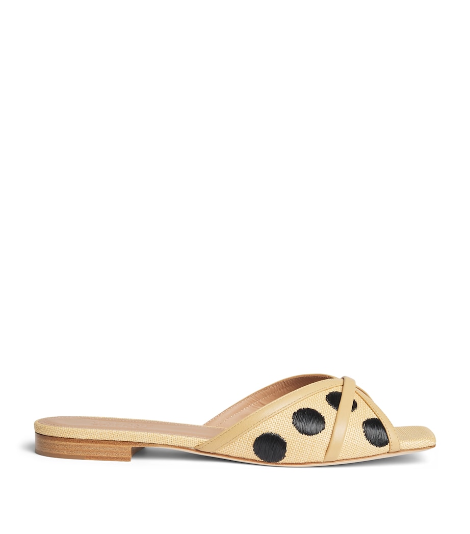 Malone Souliers Raffia-Leather Perla Flat Mules Silver Image 1