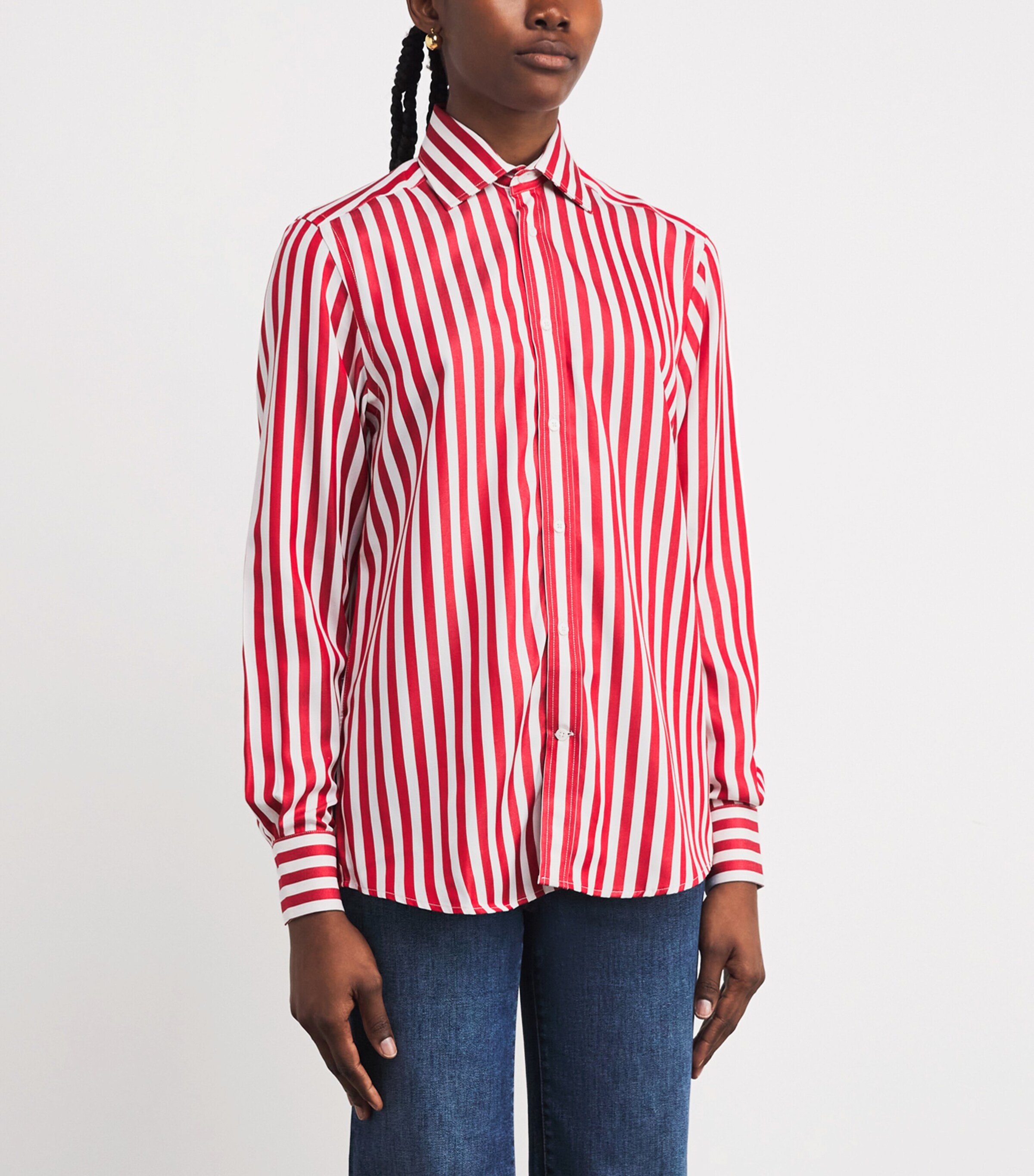 Stripe Boyfriend Shirt MAPLE RED STRIP Image 3