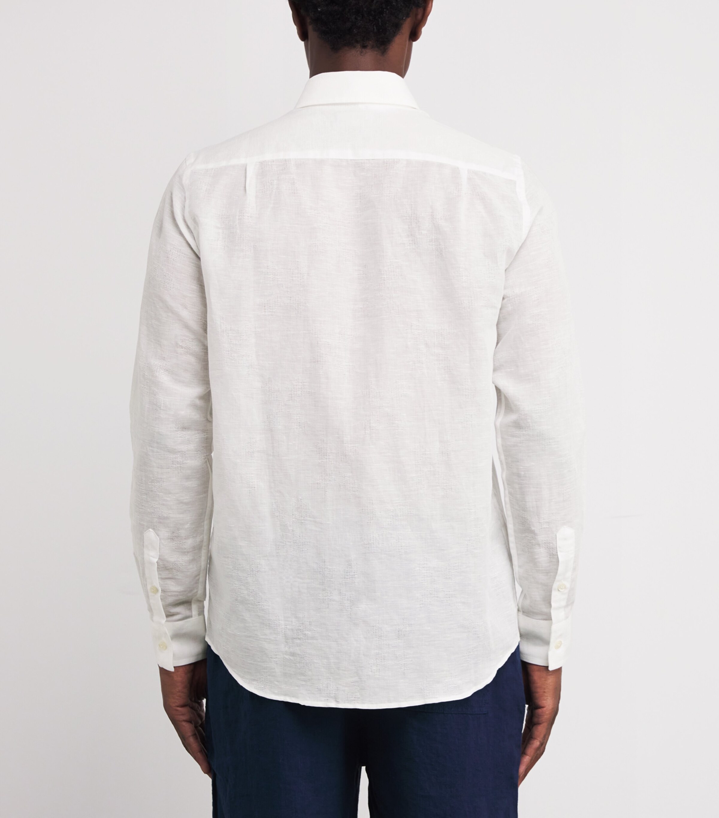 Cotton-Linen Embroidered Caroubis Shirt 010-WHITE Image 3