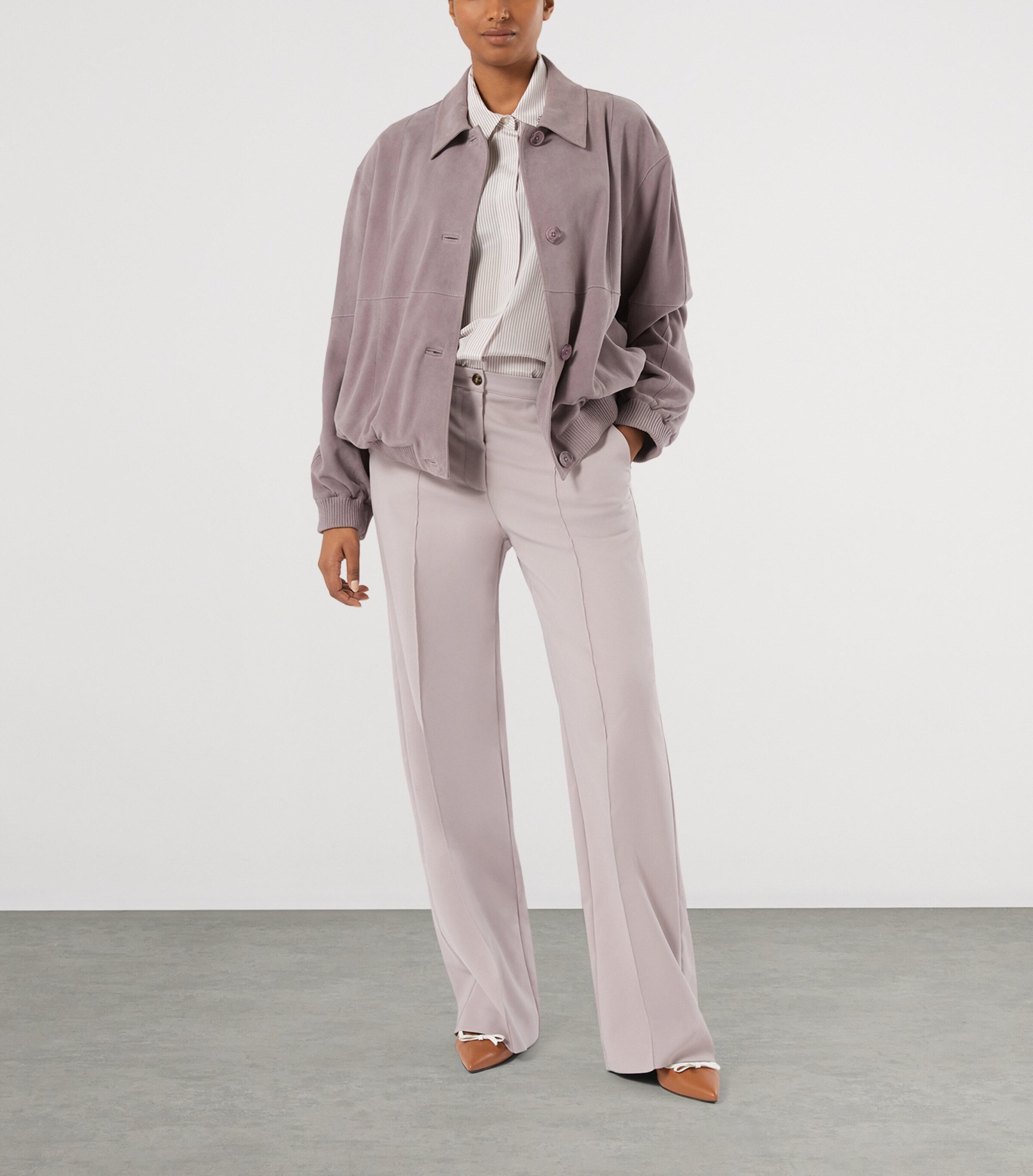 Marina Rinaldi Womens Silk Stripe Shirt Lilac Image 4