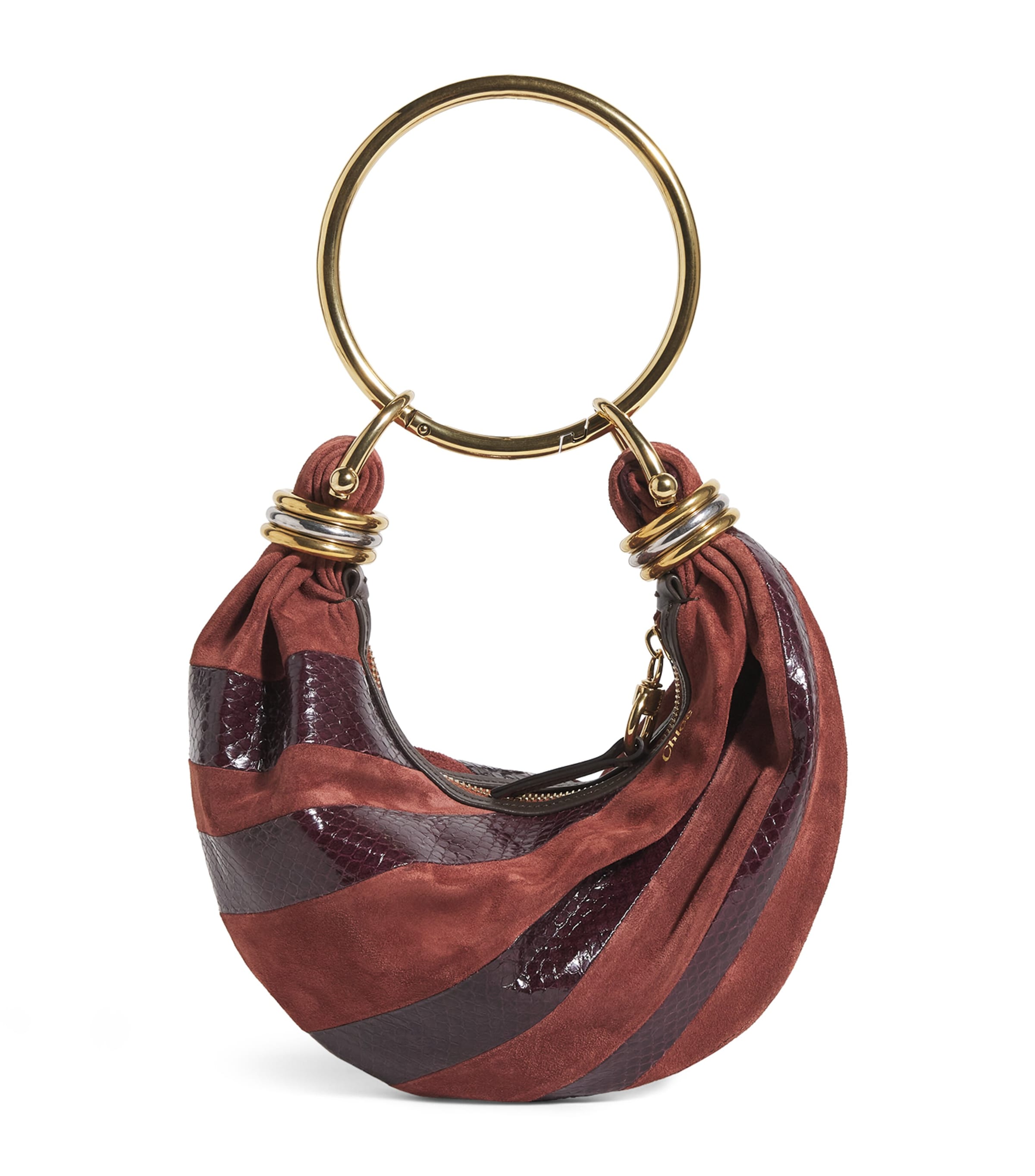 Mini Suede Snakeskin-Effect Bracelet Top-Handle Bag