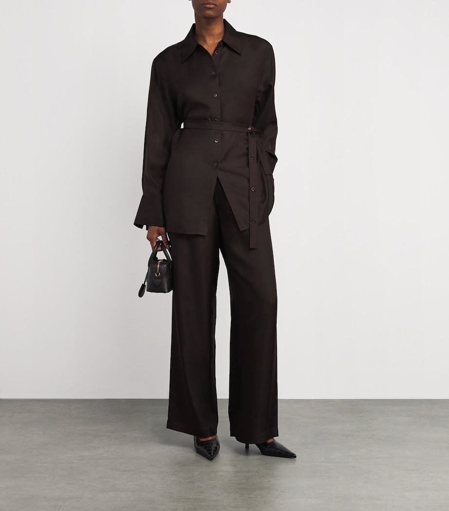 Silk Wide-Leg Trousers 244 MAHOGANY Image 2