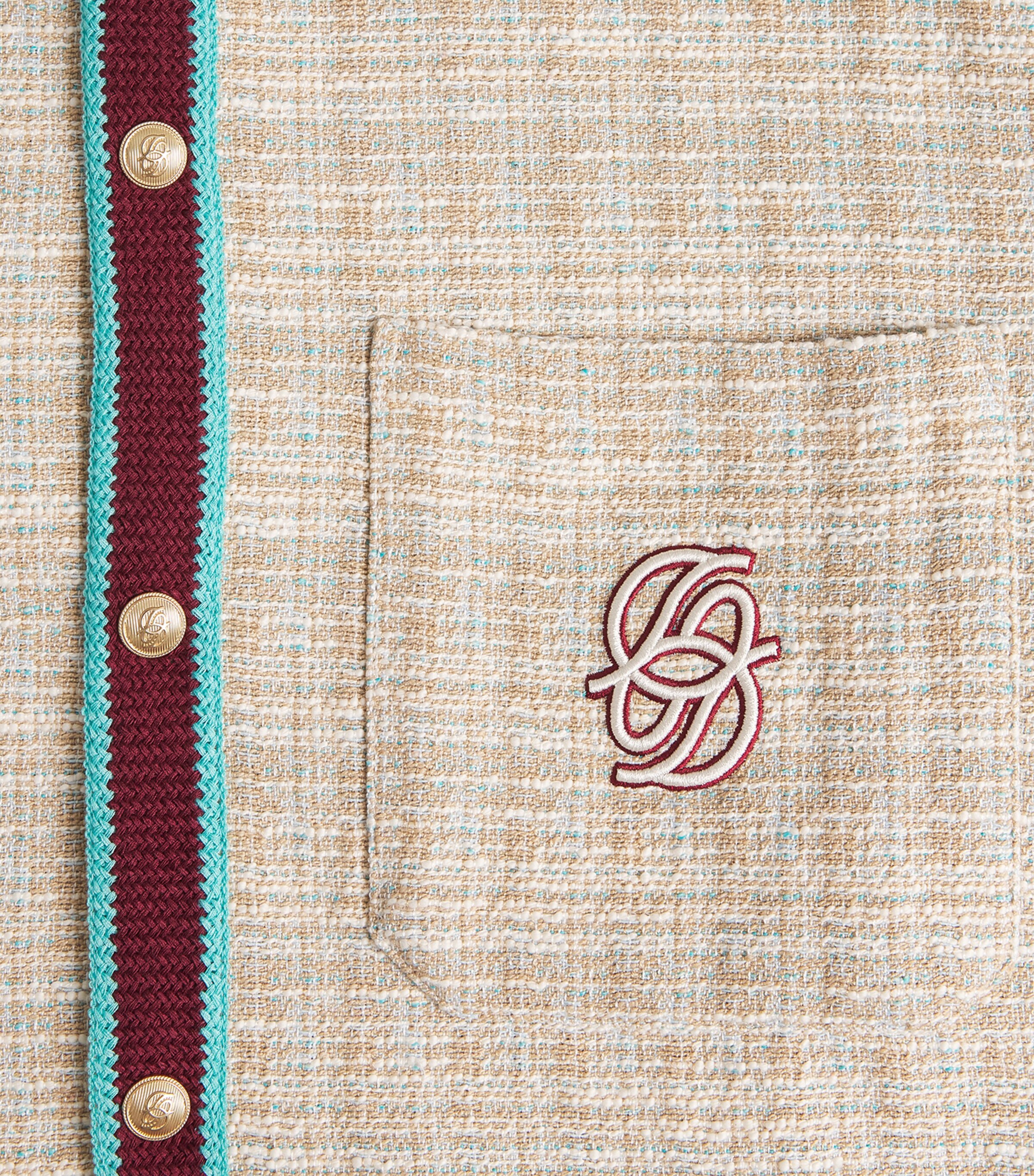 Drôle De Monsieur Mens Tweed Logo Shirt Dark Sand Image 6