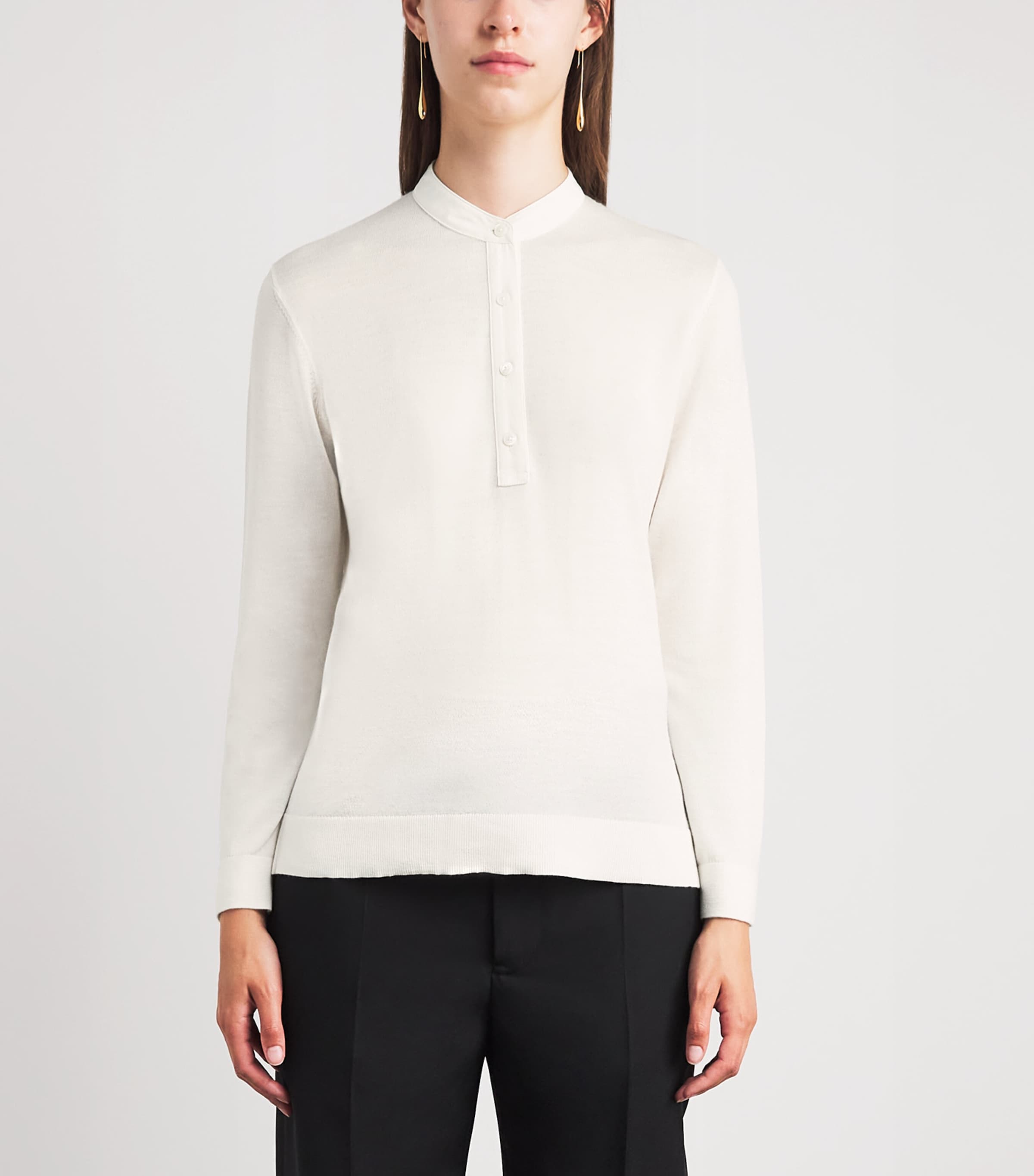 Toteme Womens Wool-Silk Long-Sleeve T-Shirt Off White Image 4