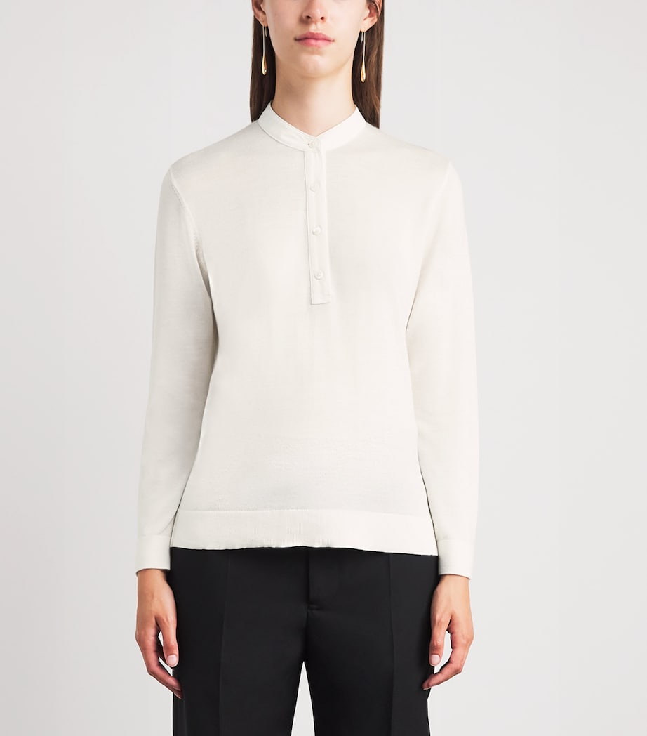 Toteme Womens Wool-Silk Long-Sleeve T-Shirt Off White Image 4
