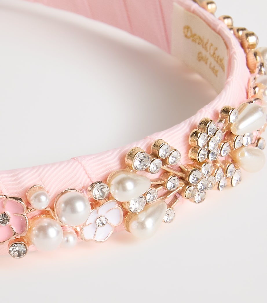 Diamanté and Faux Pearl-Embellished Headband X-PINK Image 3