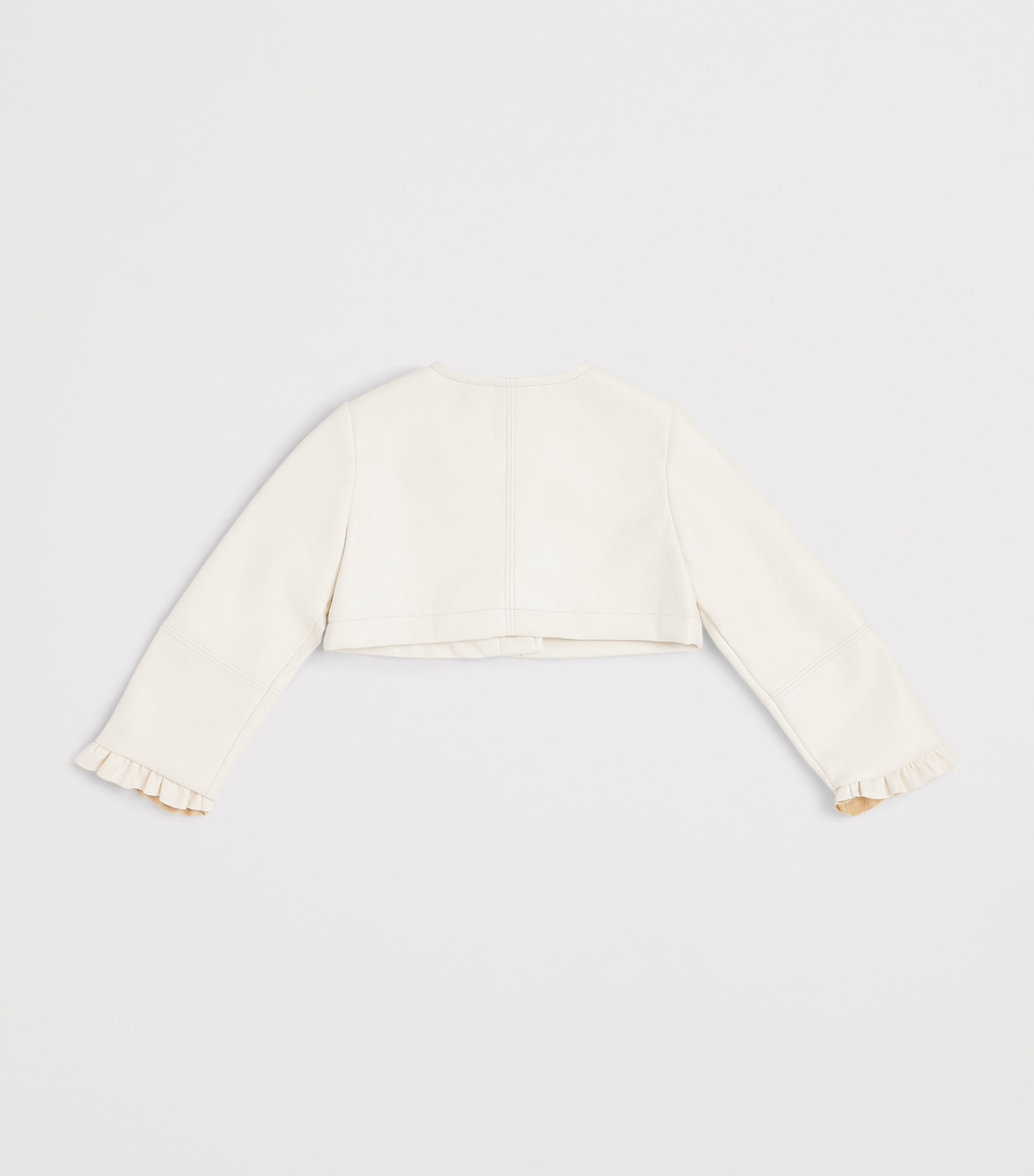 Monnalisa Ruffle-Trim Cropped Jacket (6 Months-3 Years) Cream Image 2