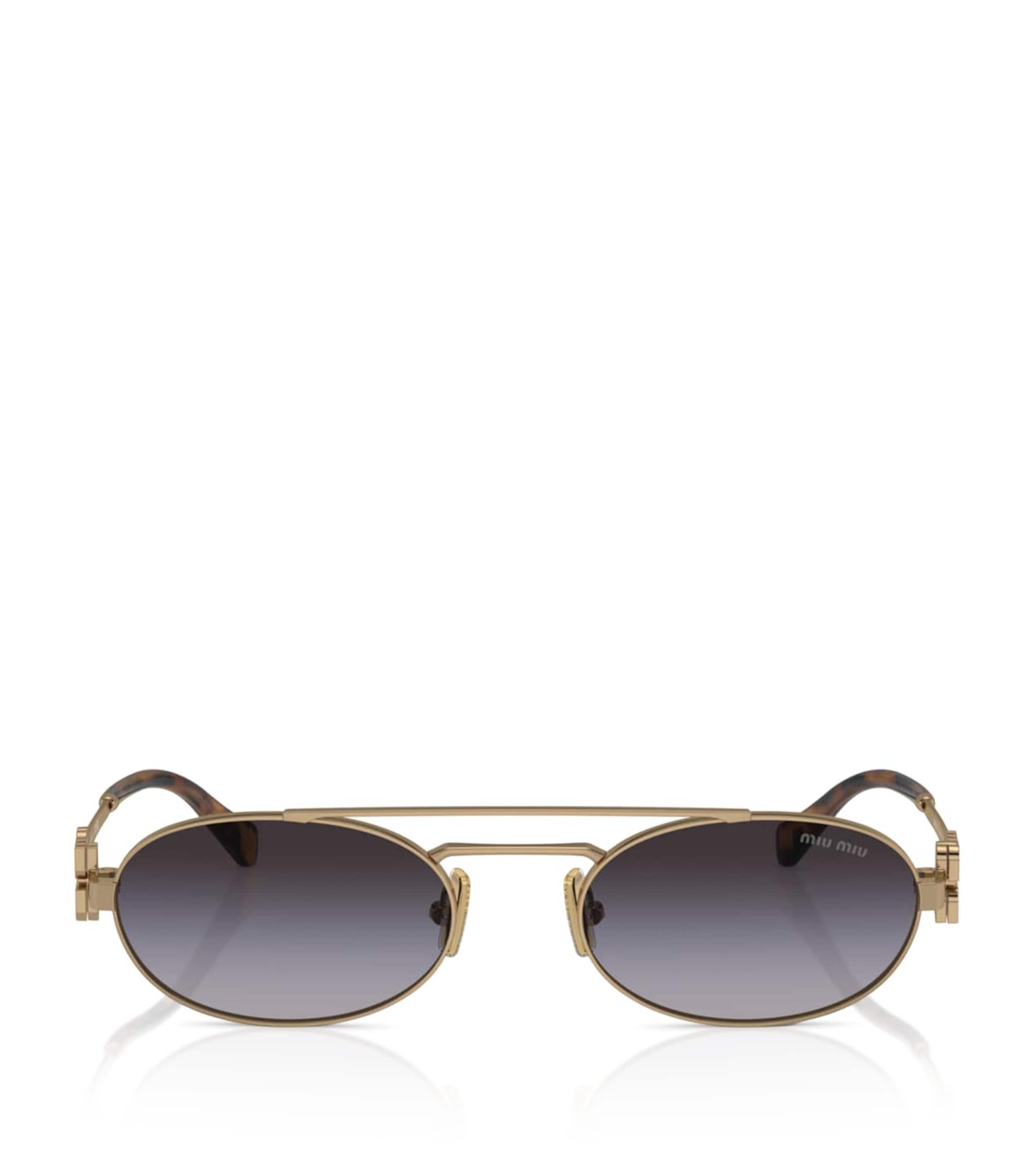 Miu Miu Womens Gold Mu 54zs Oval-frame Metal Sunglasses In Gold