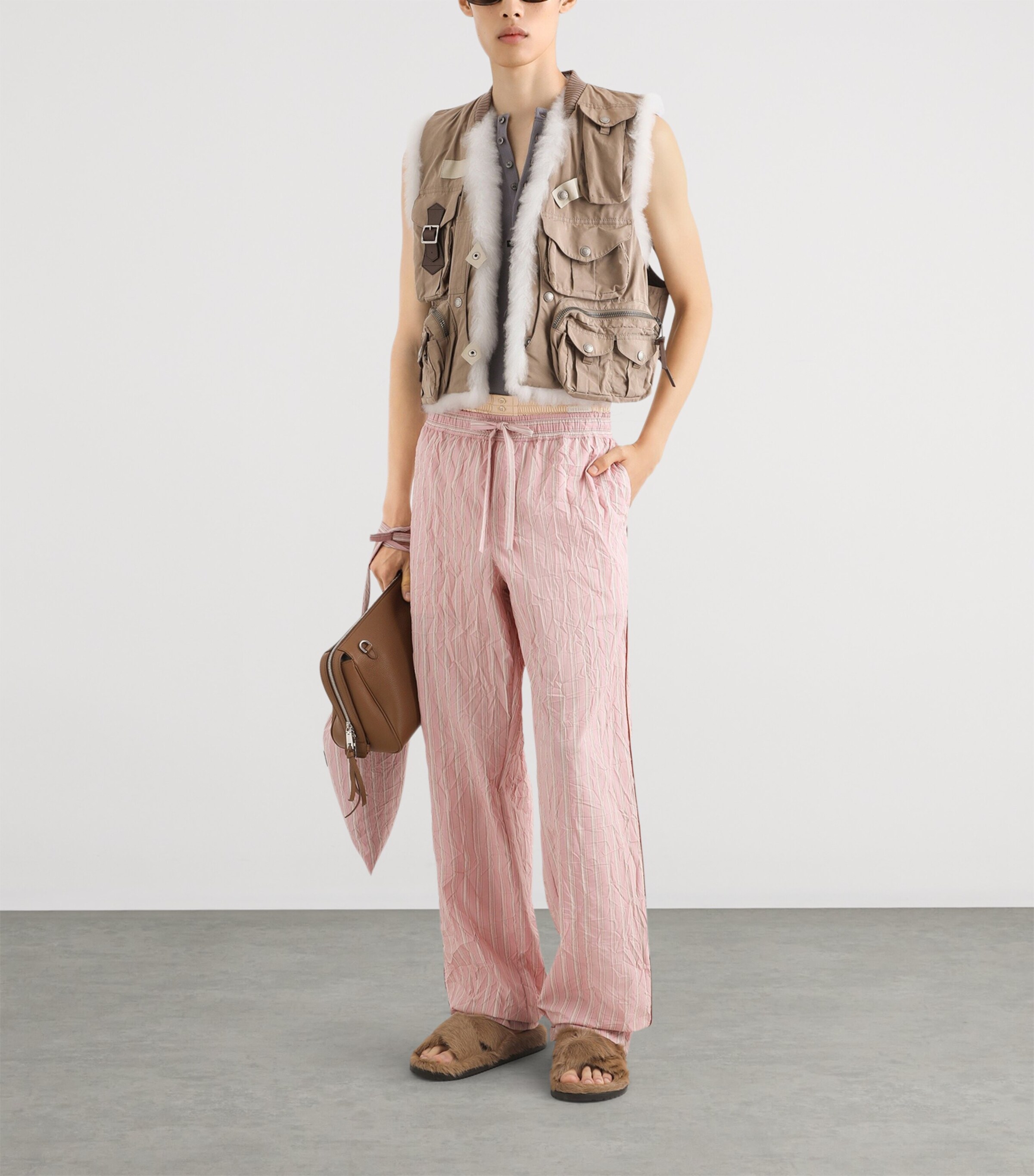 Dolce&Gabbana Mens Striped Crinkle Trousers Stri Image 2