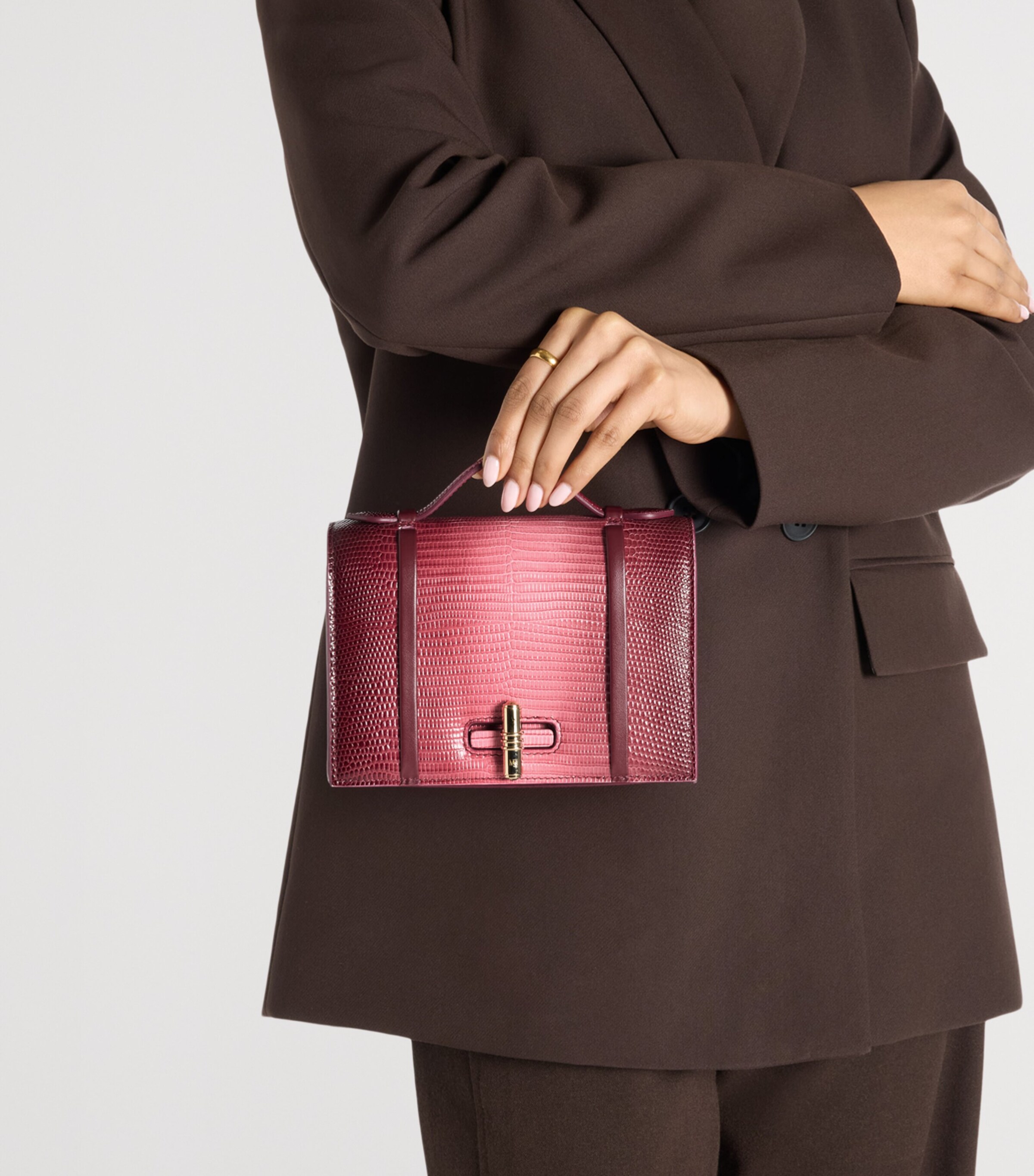 Malone Souliers Small Gradient Leather May Top-Handle Bag Rosewood Image 2