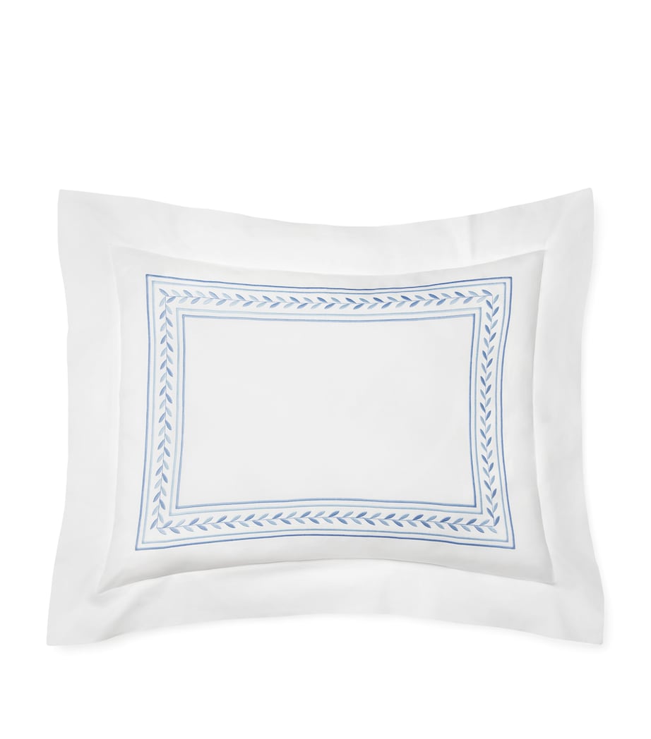 Pratesi Silk-Cotton Impero King Pillowcase (50cm x 90cm) Wht/medium Blue Image 1