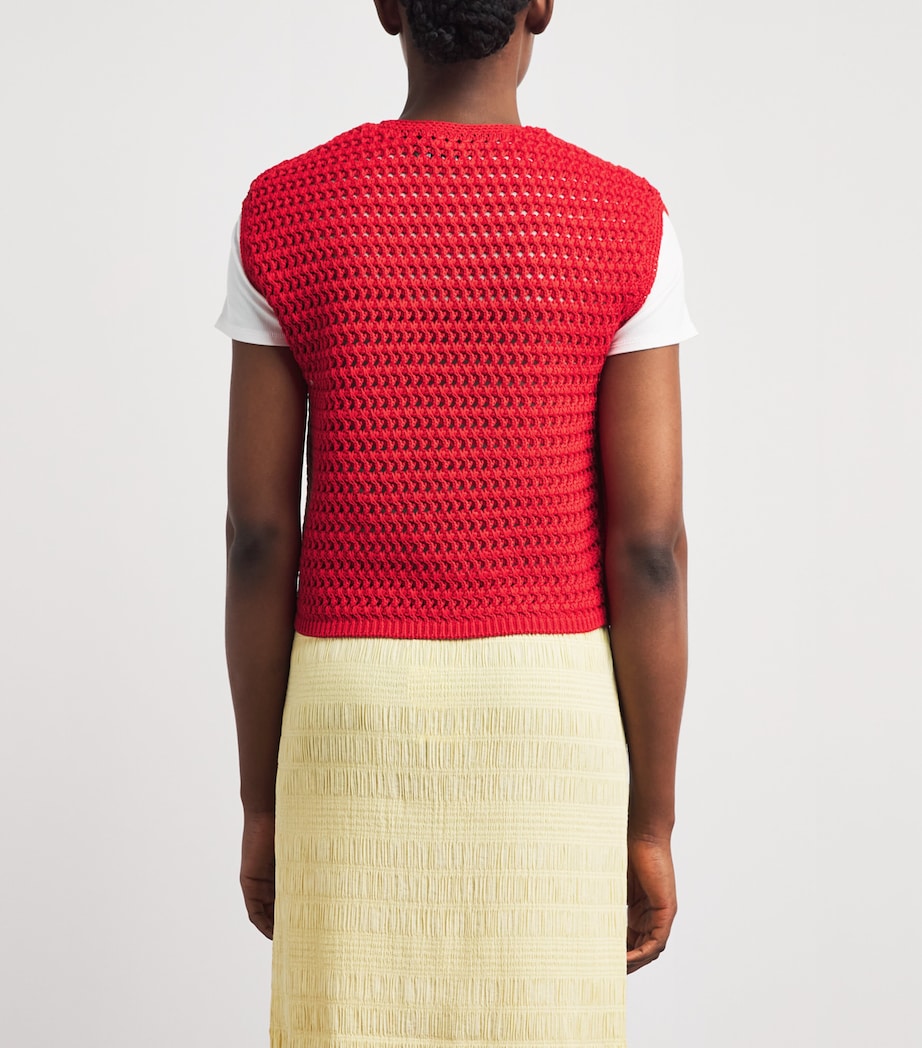 Polo Ralph Lauren Womens Cotton Crocheted Sweater Vest Petal Rose Image 5