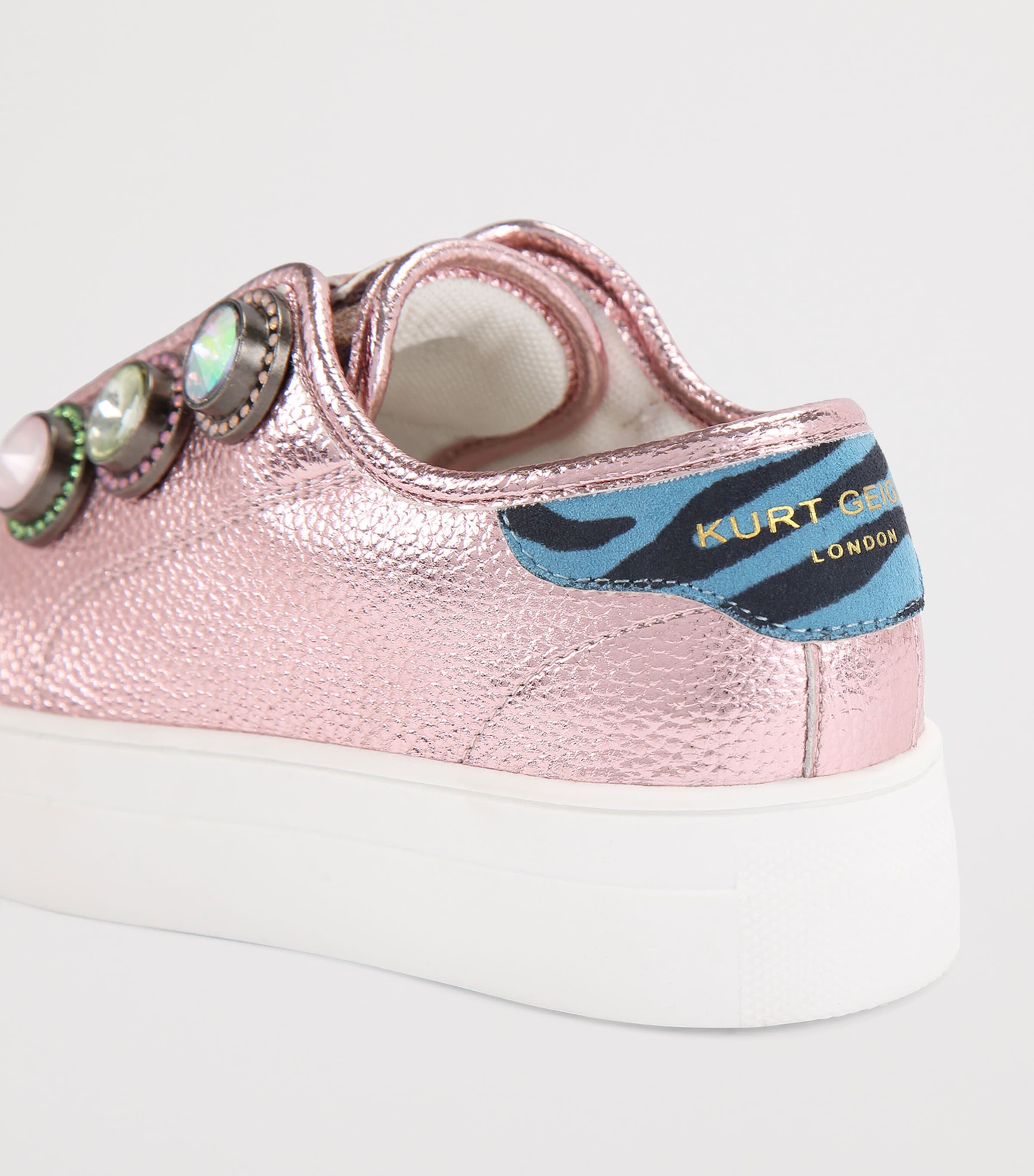 Kurt Geiger London Leather Mini Laney Octavia Sneakers Pink Comb Image 2