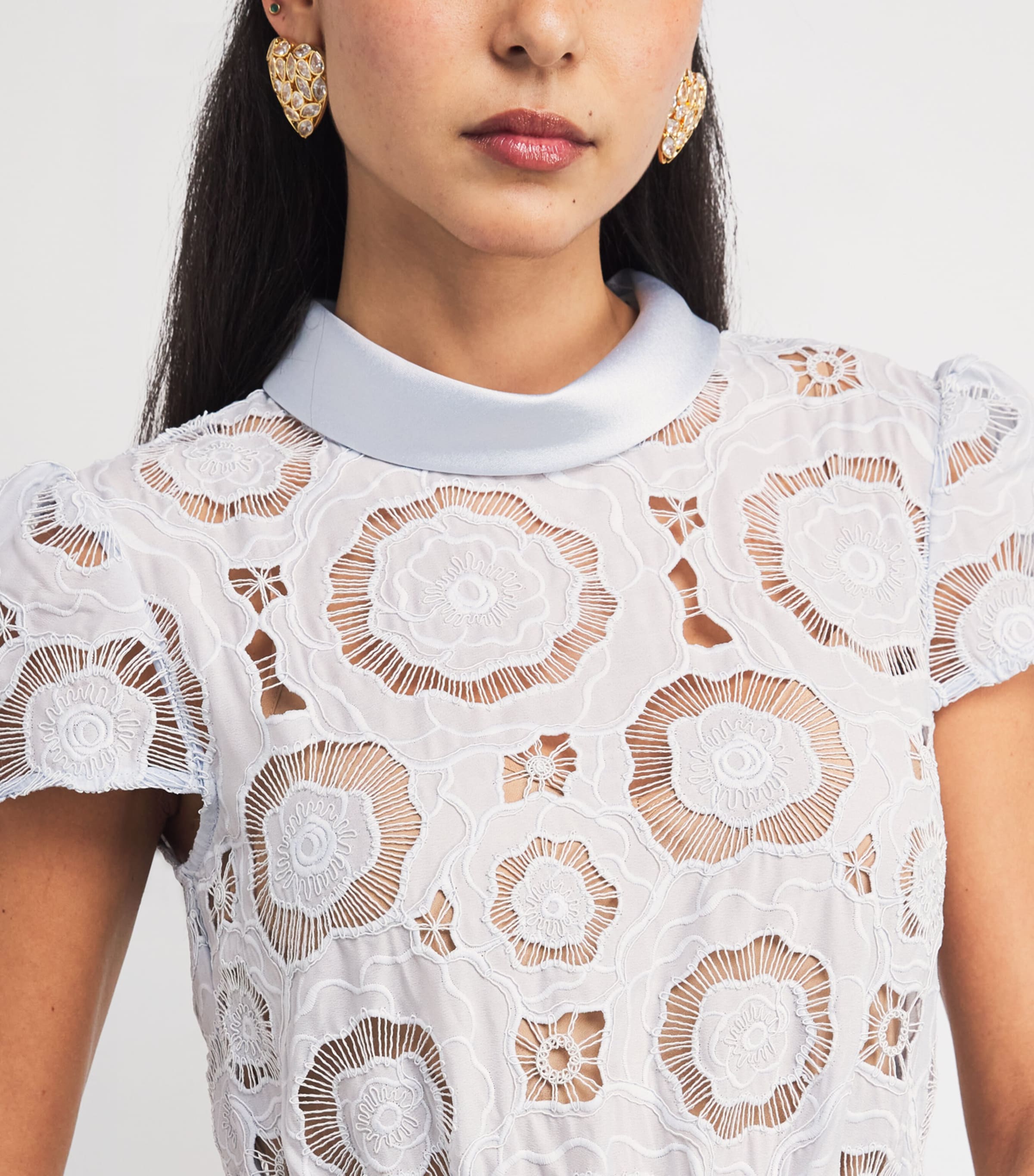 Lace Floral Midi Dress BLUE Image 6