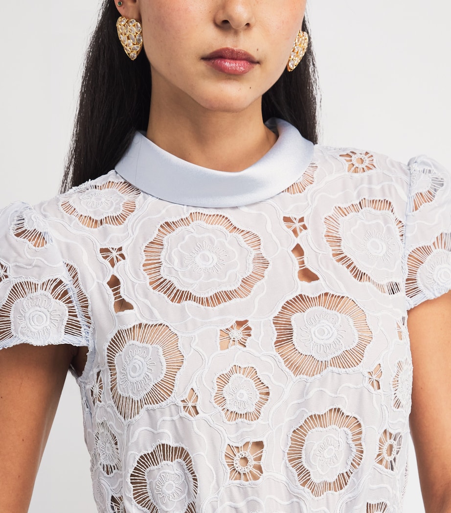 Lace Floral Midi Dress BLUE Image 6