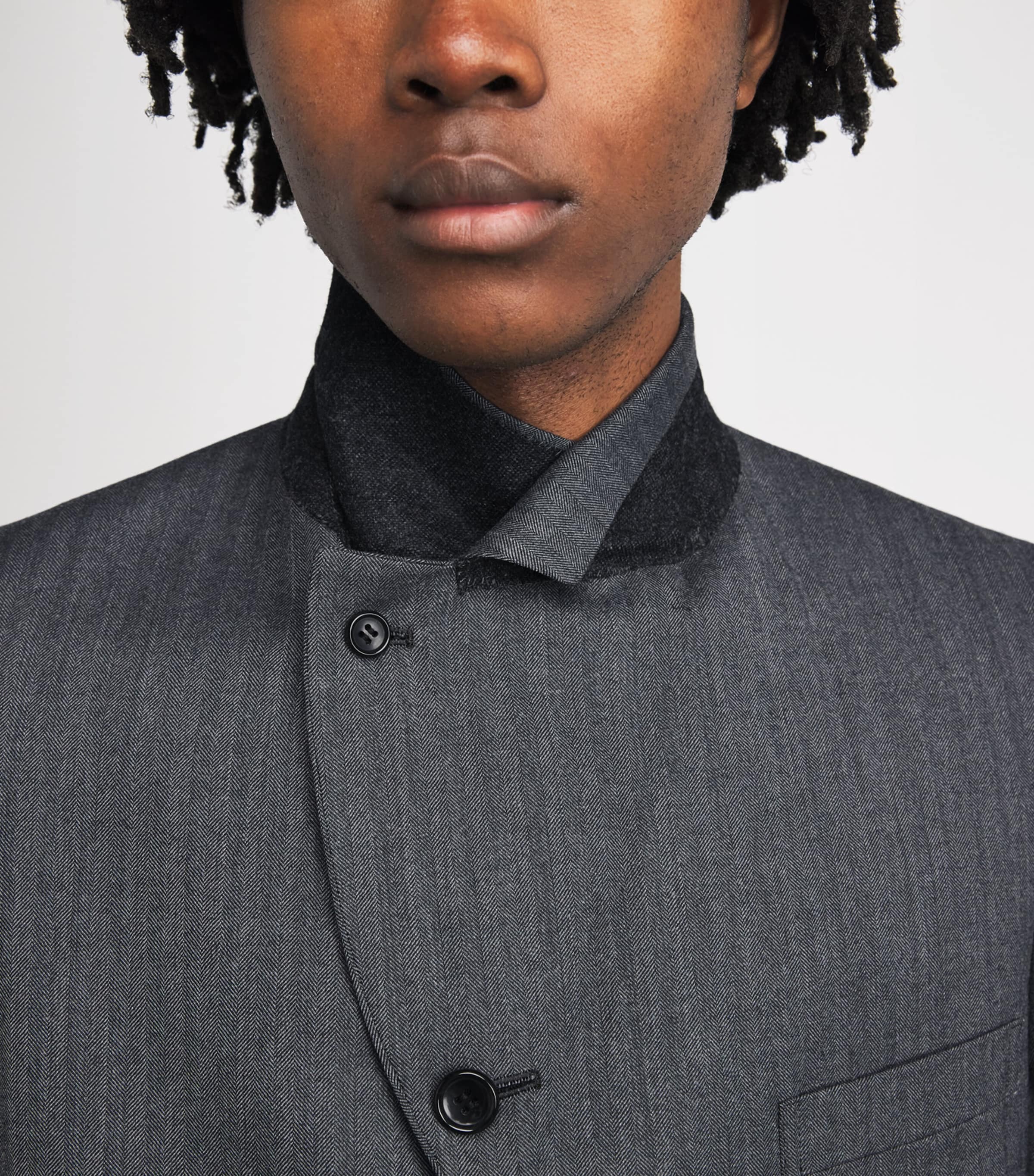 Comme Des Garçons Homme Plus Mens Wool-Blend Short Blazer Gray Image 3