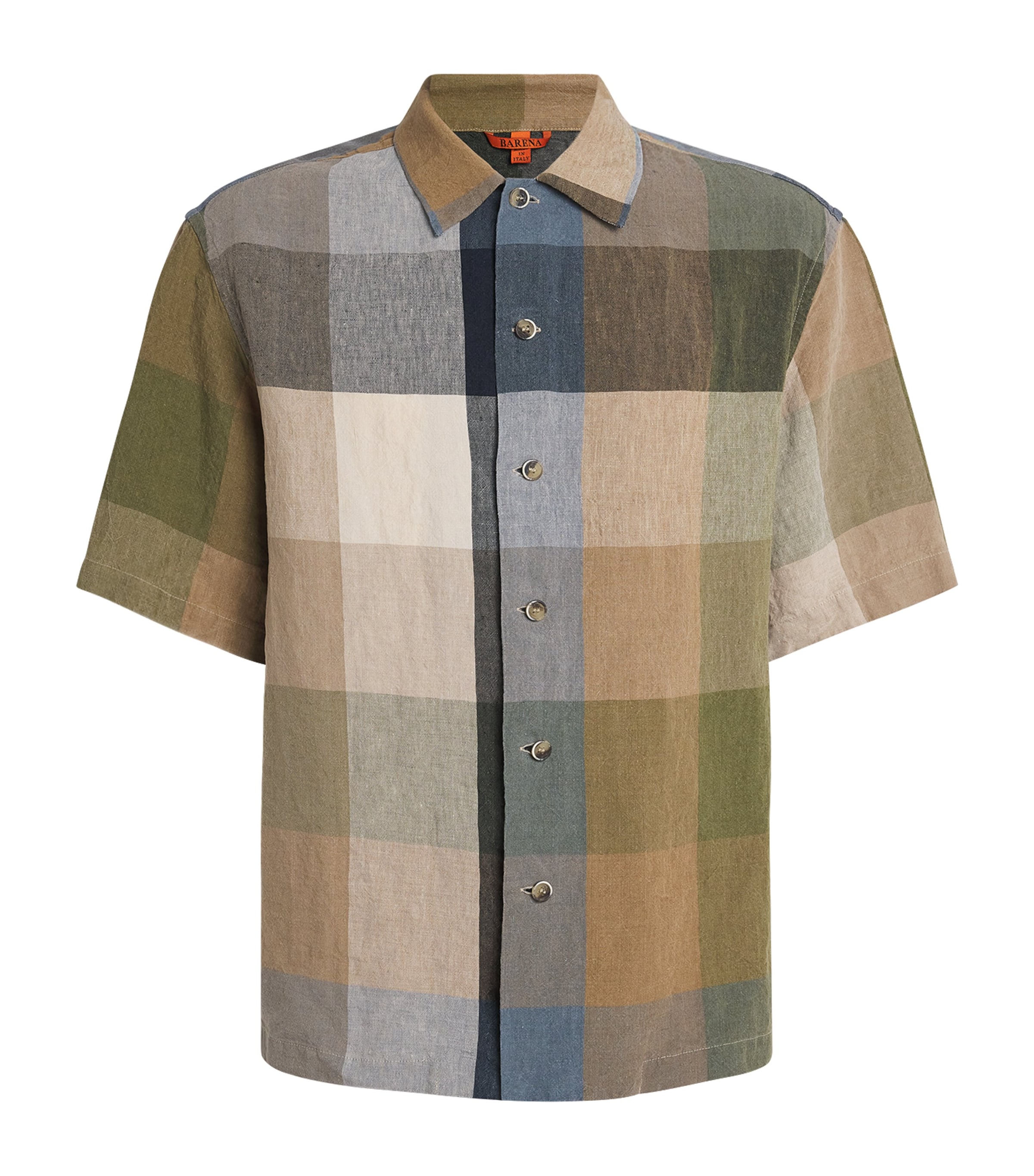 Barena Mens Linen Patchwork Oversized Short-Sleeve Shirt Uni Unico Image 1