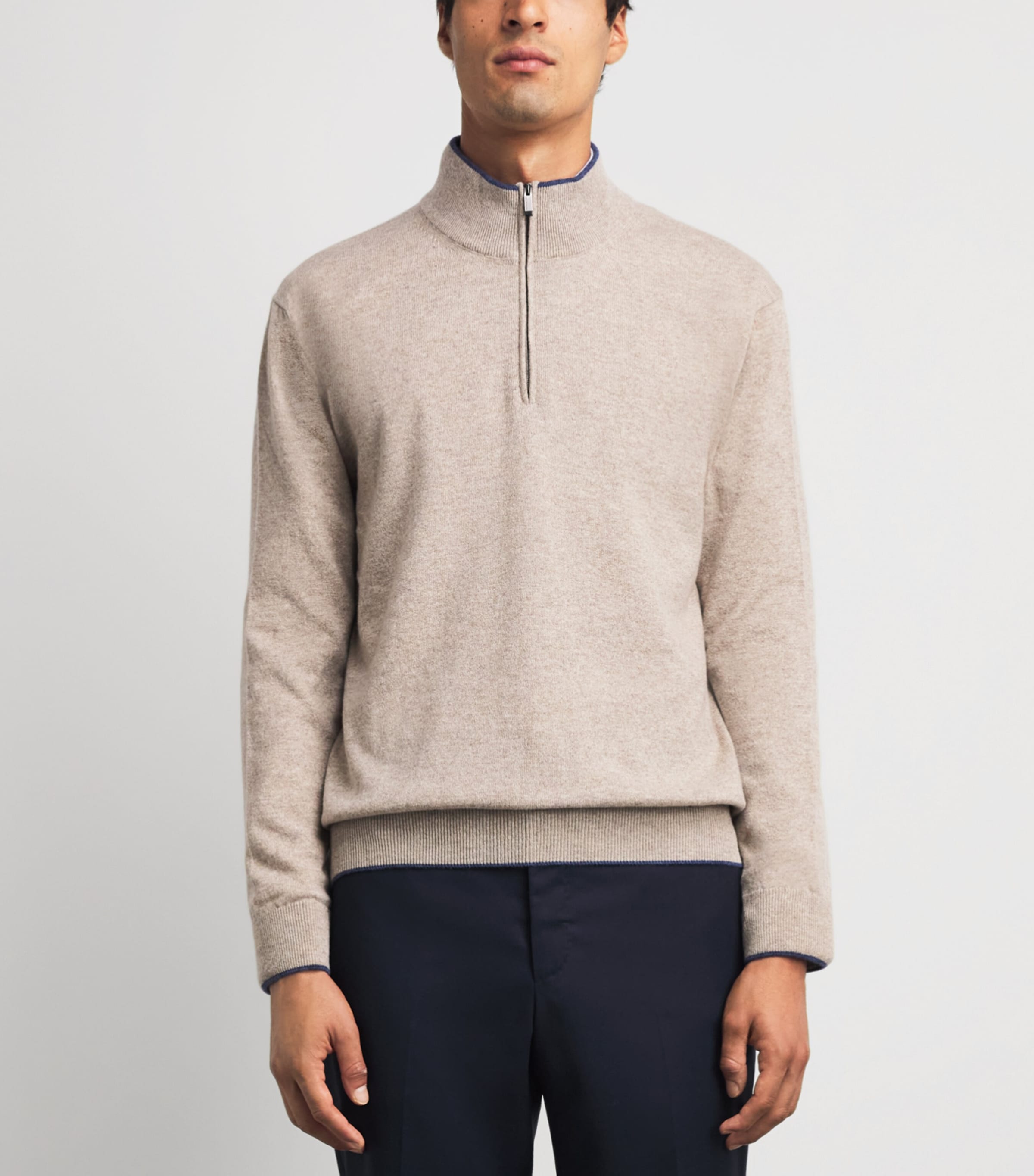 Paul & Shark Mens Cashmere Quarter-Zip Sweater Dove Grey Image 4