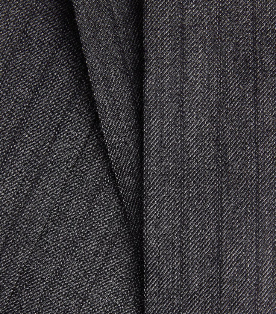FRAME Mens Wool Pinstripe Wide-Leg Trousers Gyst Grey Stripe Image 6