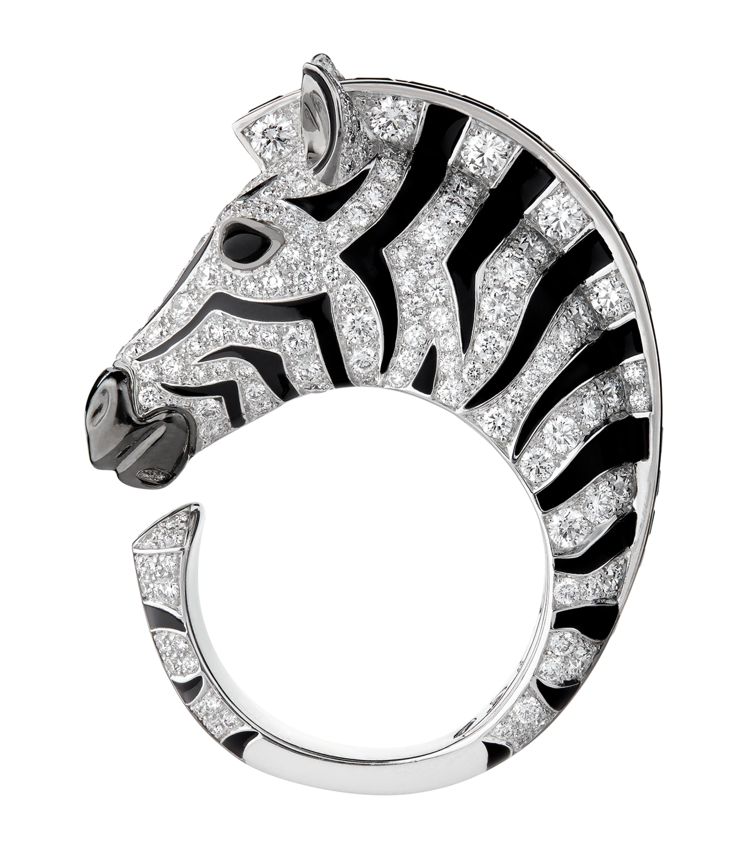 White Gold, Diamond and Onyx Animaux de Collection Zebra Ring MULTI Image 2