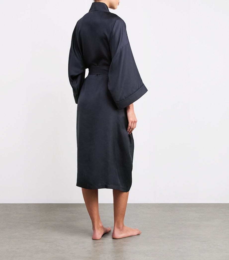 Silk Sabine Long Robe NAVY Image 3