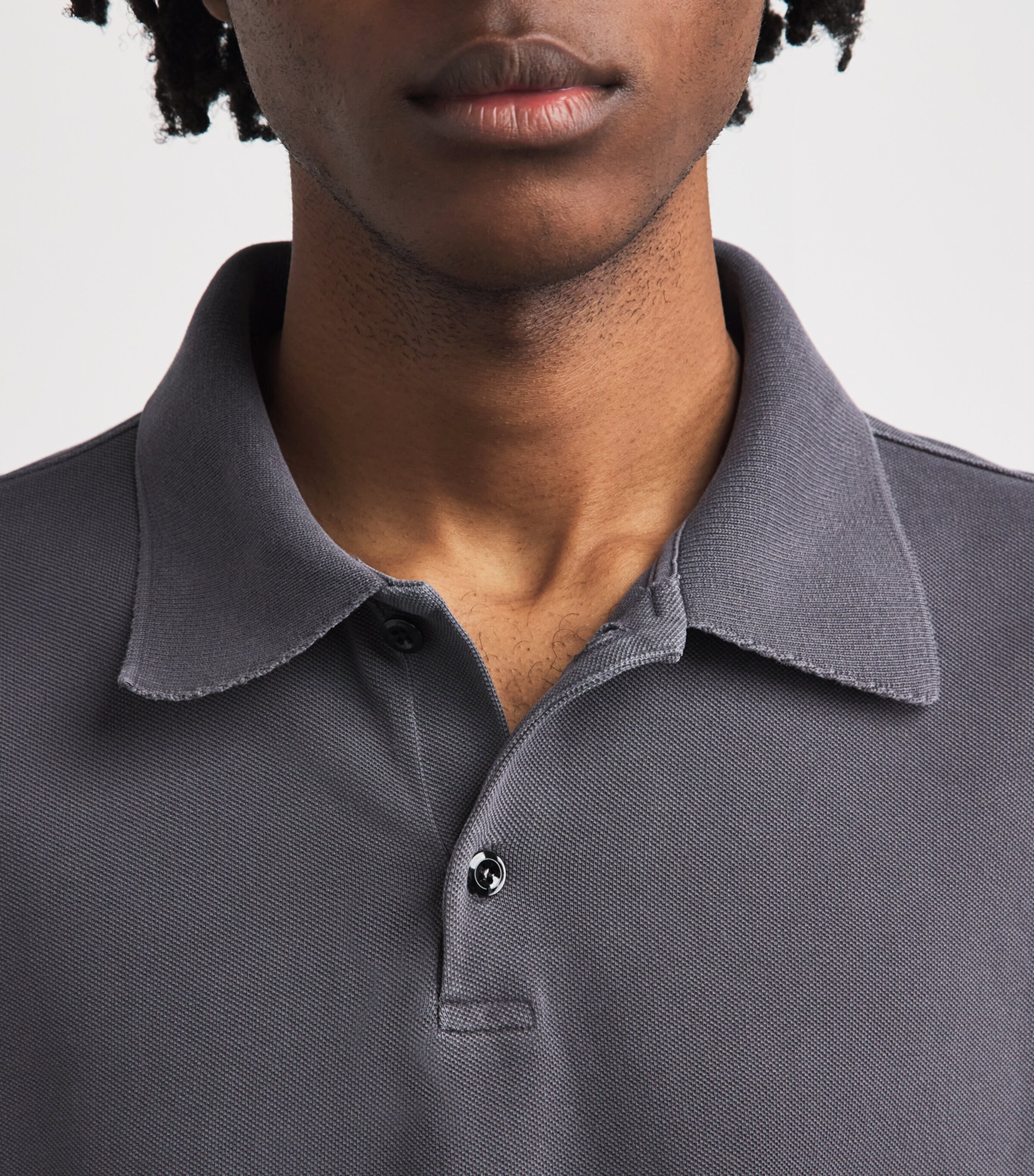AGOLDE Mens Cotton Polo Shirt Cnctn Prple Grey Image 3
