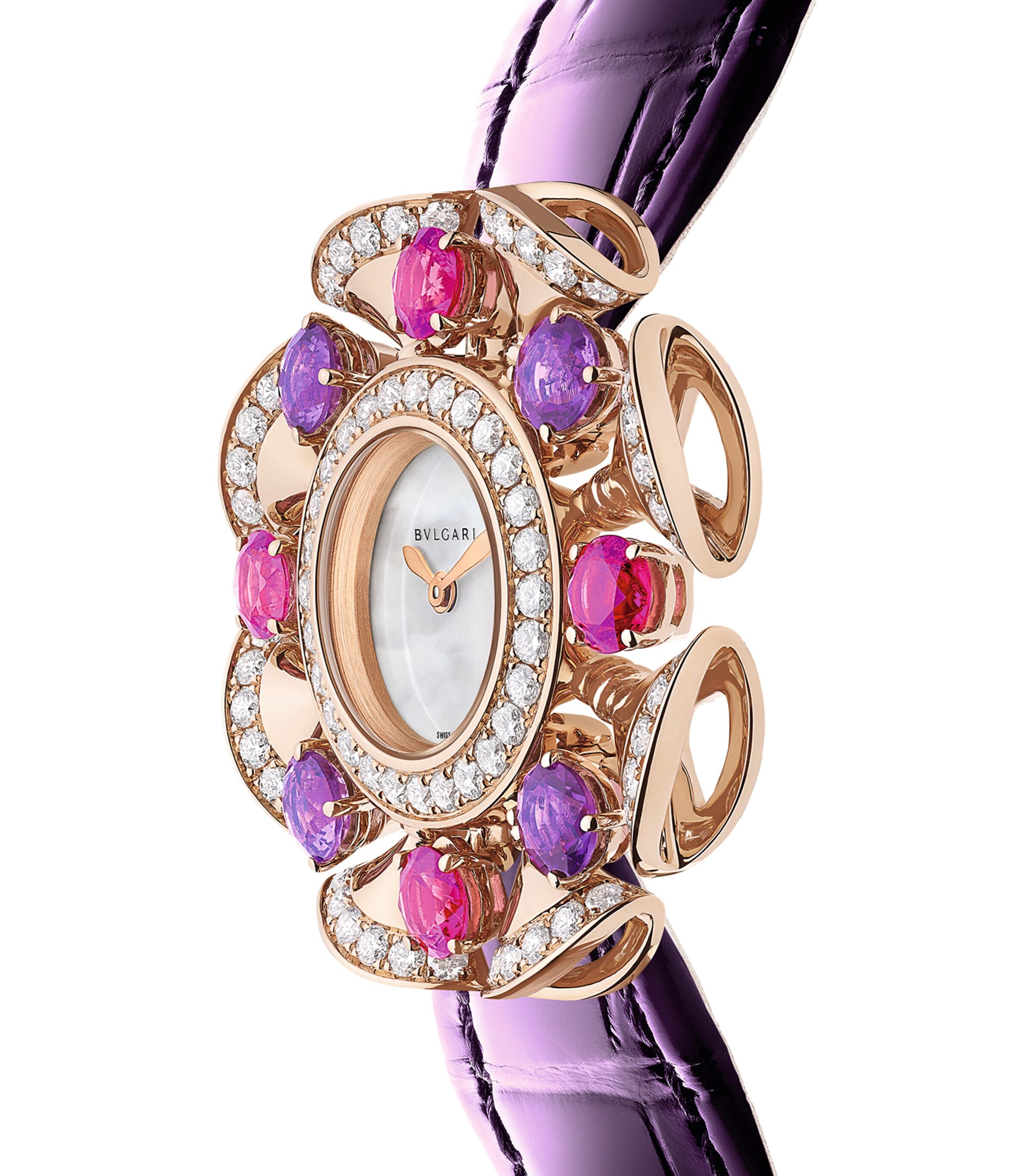 Rose Gold, Diamond, Amethyst and Pink Rubellite Divas' Dream Watch 33mm MOTHER OF PEARL Image 5