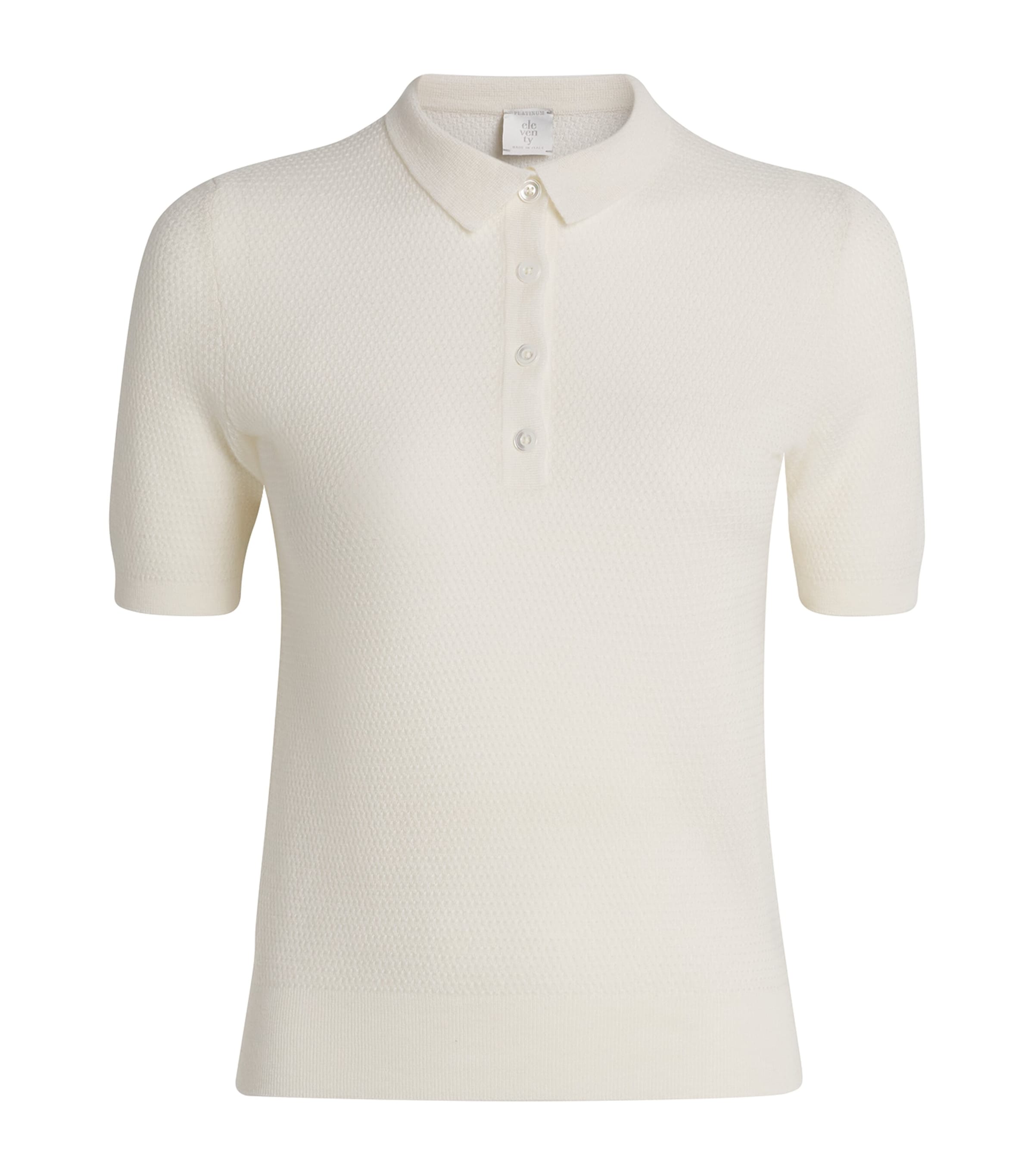 Eleventy Womens Cashmere Knitted Polo Shirt Bianco Image 1