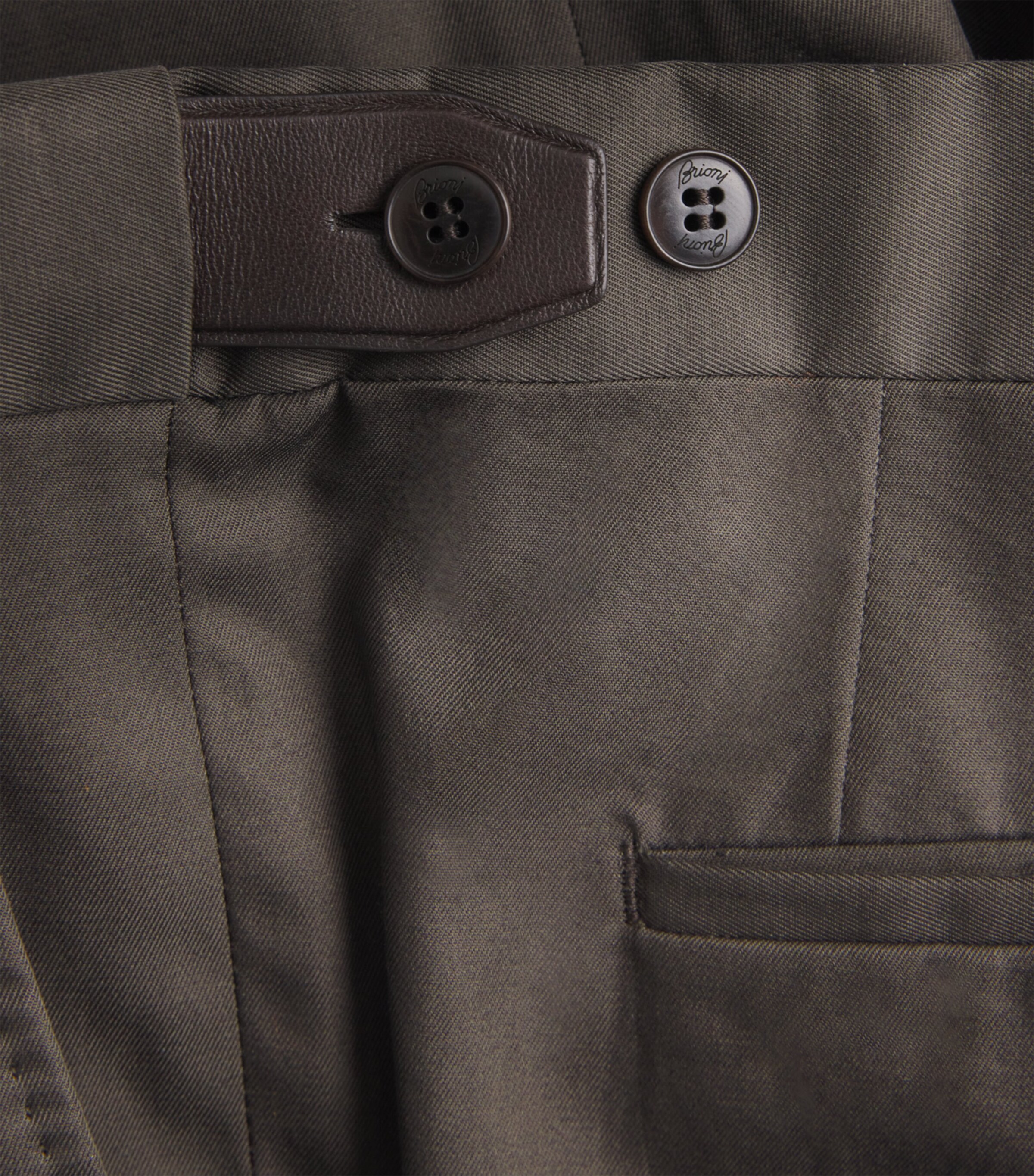 Brioni Mens Cotton Pleated Trousers Image 6