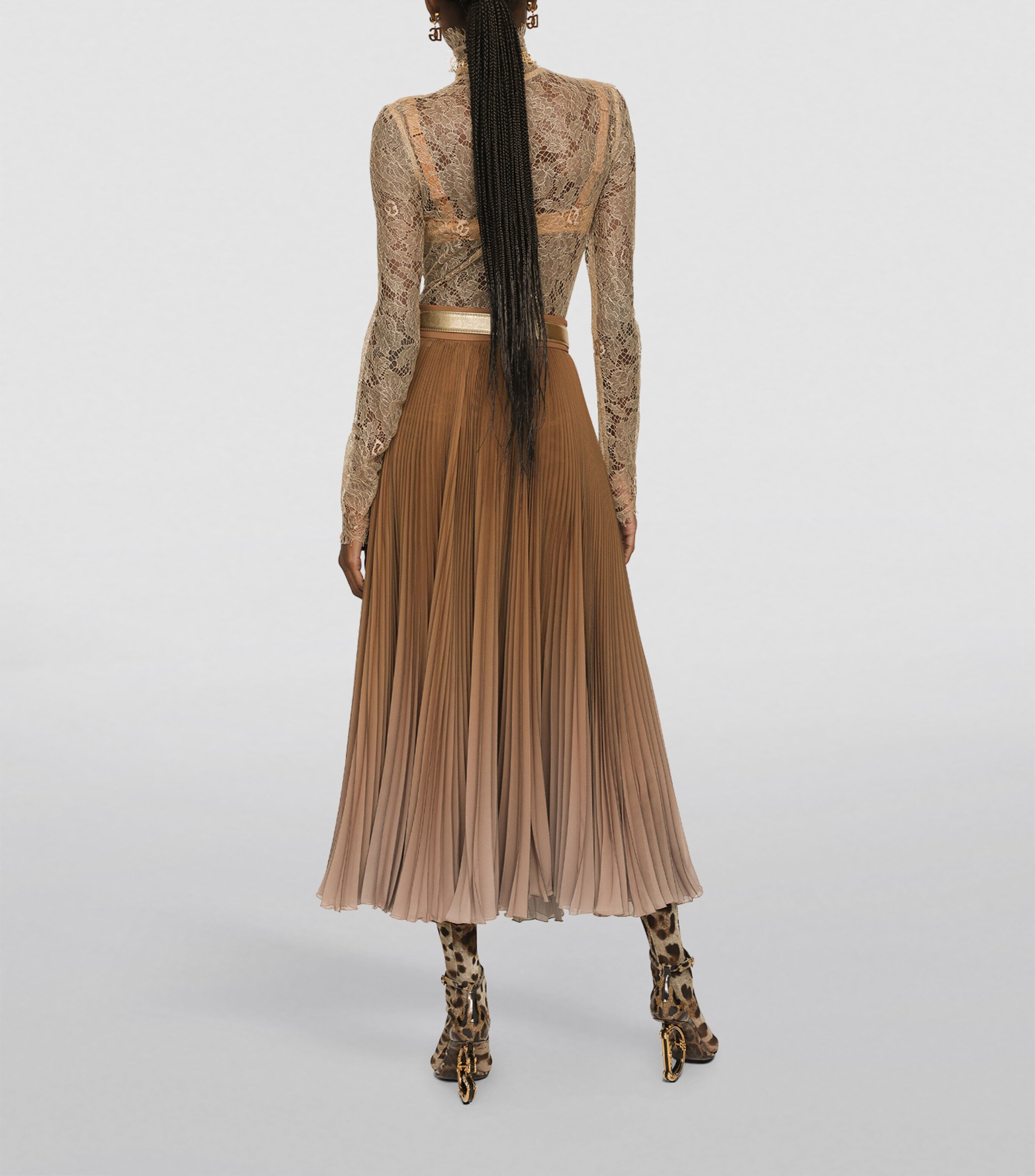 Dolce&Gabbana Womens Lace DG Logo Top Sand Image 5