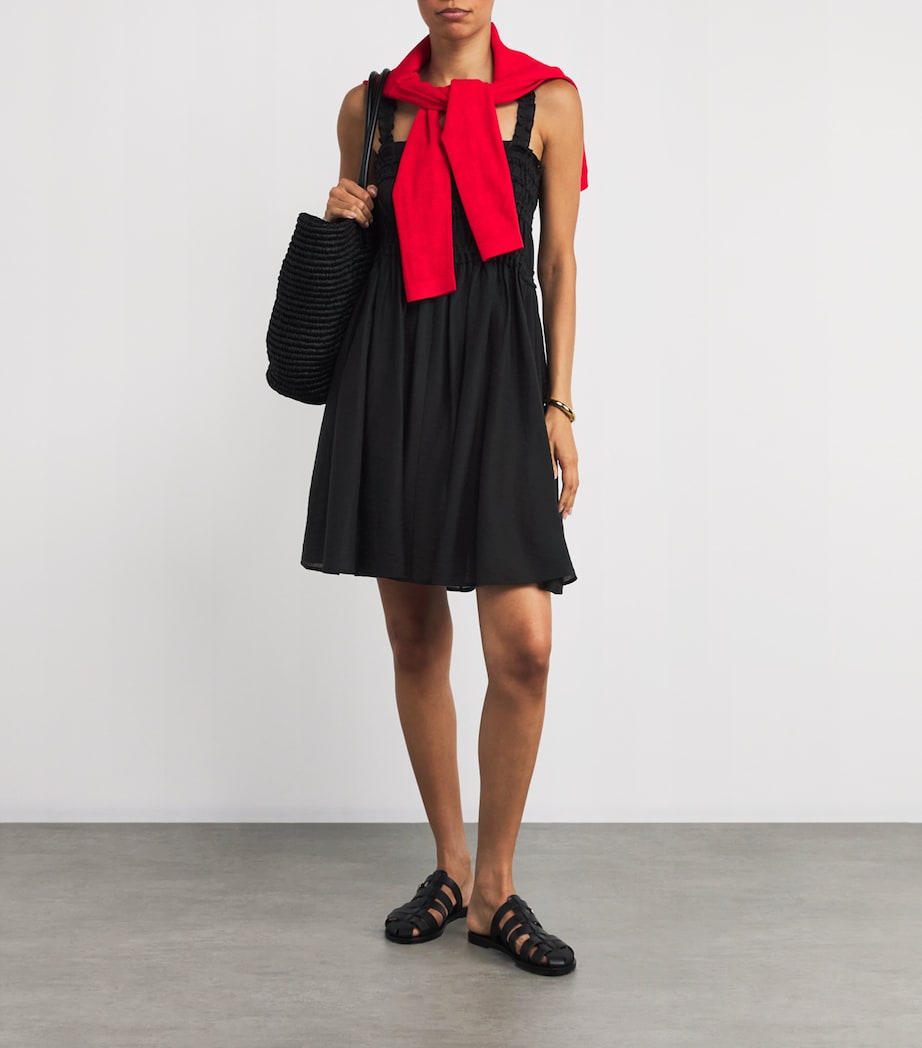 Smocked Midi Dress BLACK Image 2