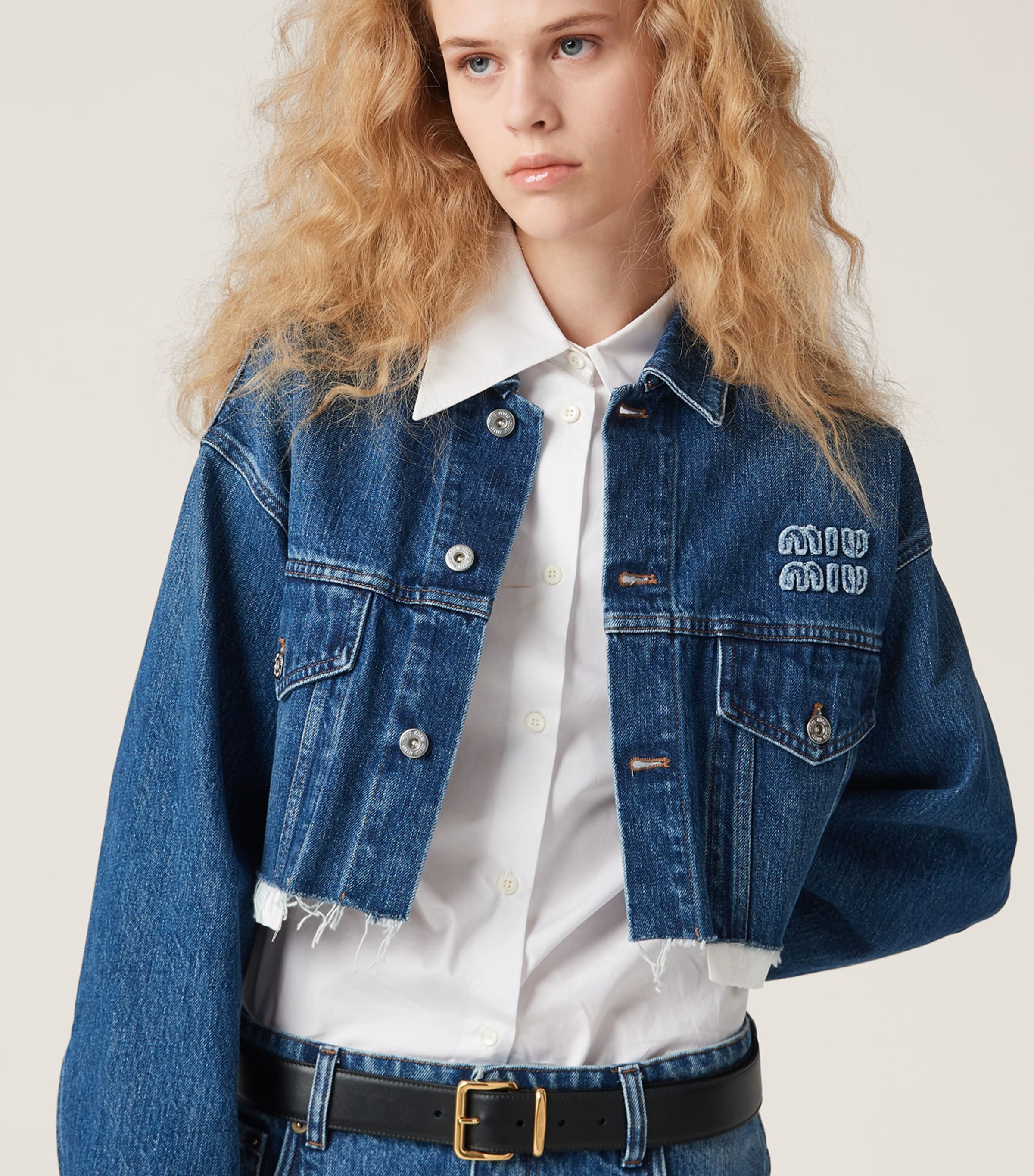 Miu Miu Cropped Denim Jacket | Harrods UK