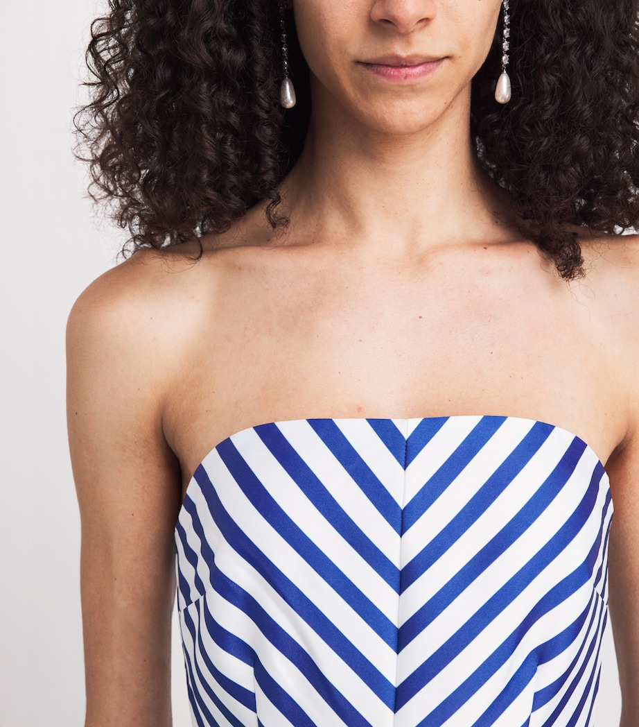 Self-Portrait Womens Stripe Strapless Midi Dress Navy Image 3