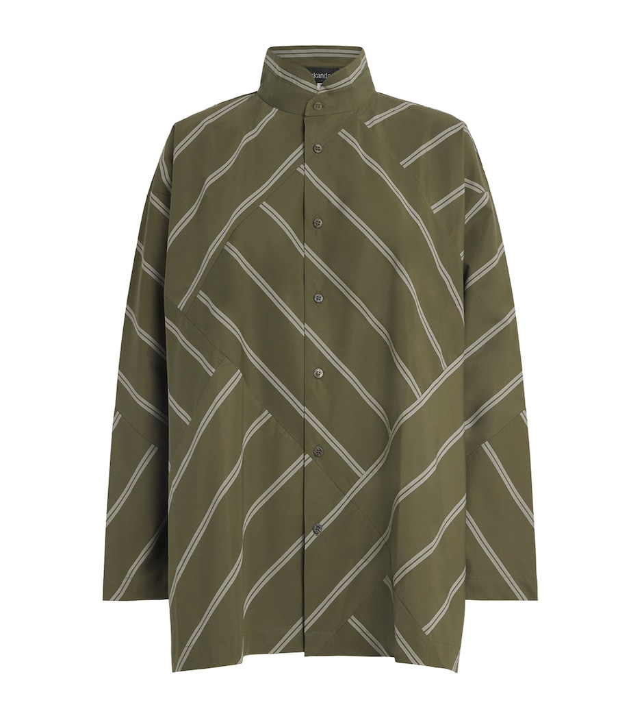 Slim Double Stand-Collar Shirt OLIVE Image 1