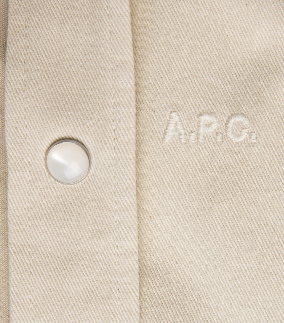 A.P.C. Mens Cotton Logo Shirt Aae Mastic Image 6