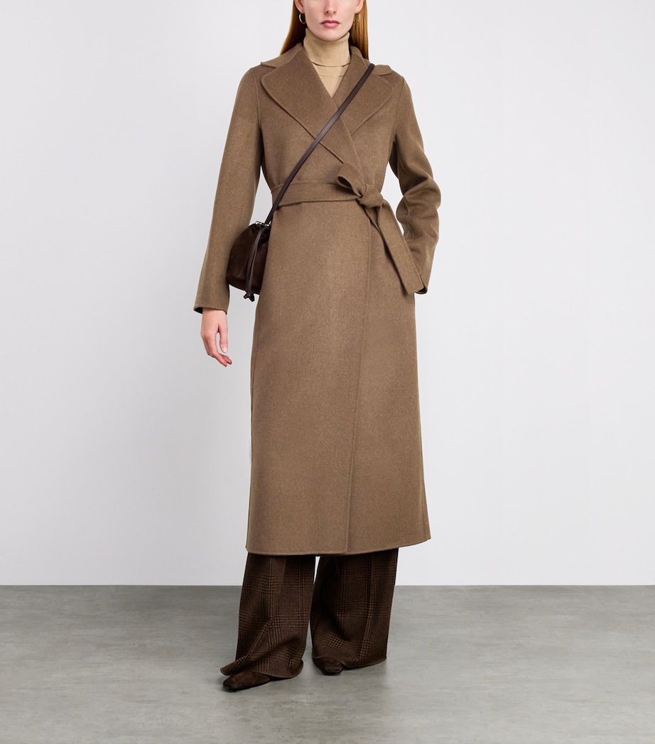 Virgin Wool Wrap Coat BROWN Image 2
