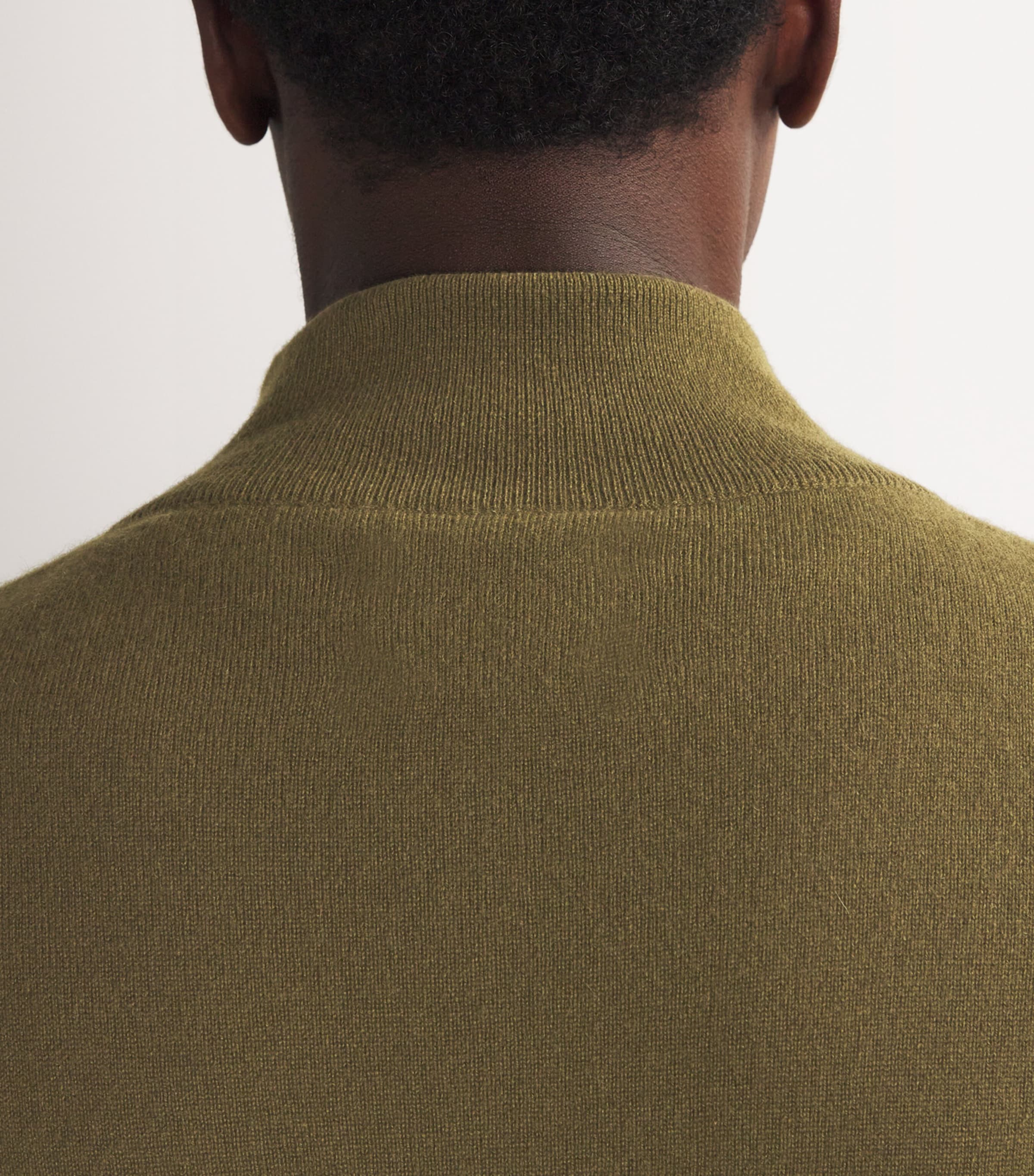 Cashmere Zip-Up Sweater OLIVE Image 6
