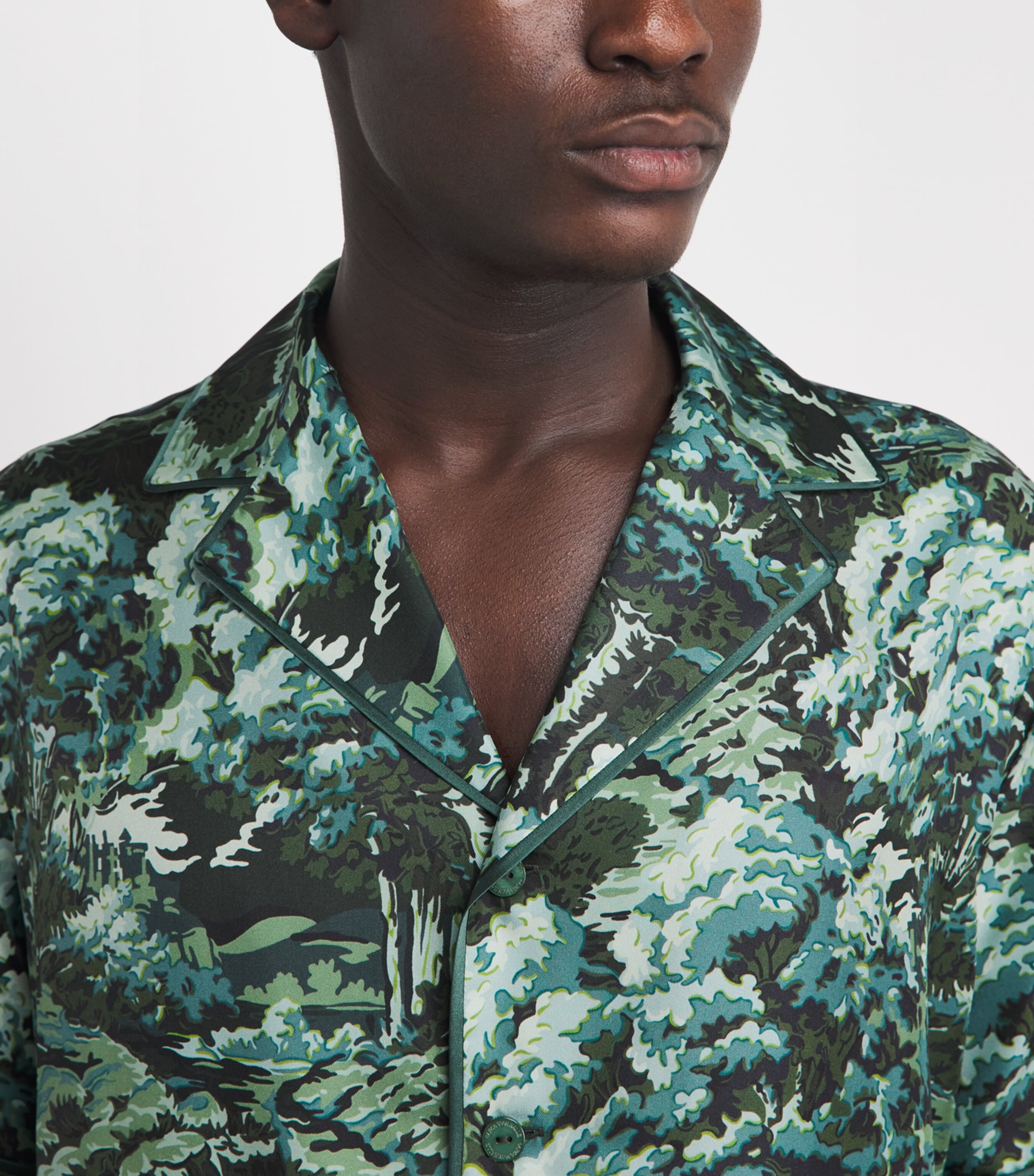 Olivia von Halle Mens Silk Twill Forest Elordi Pyjama Set Linden Image 3