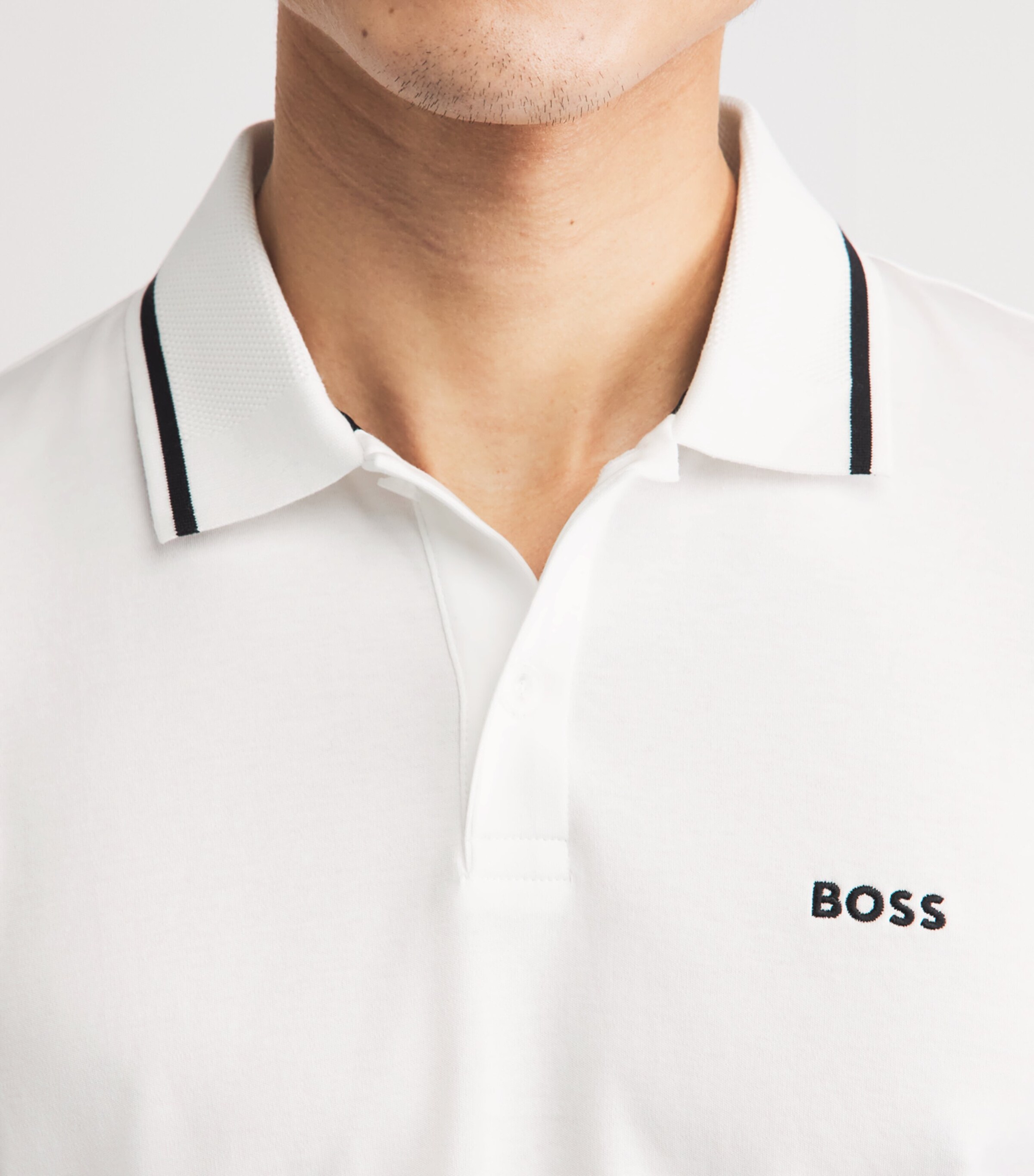 BOSS Mens Pima Cotton Polo Shirt White Image 3