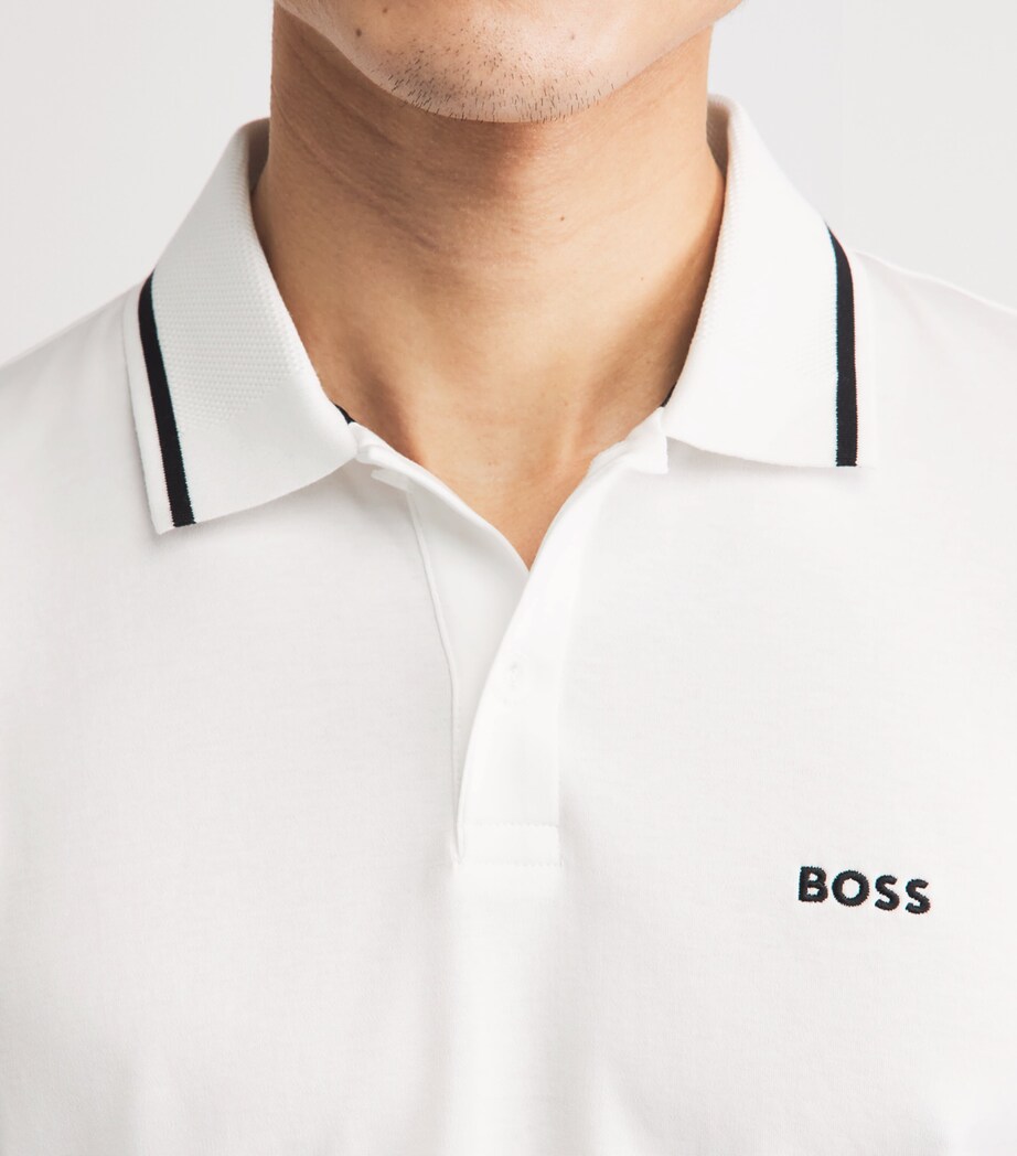 BOSS Mens Pima Cotton Polo Shirt White Image 3