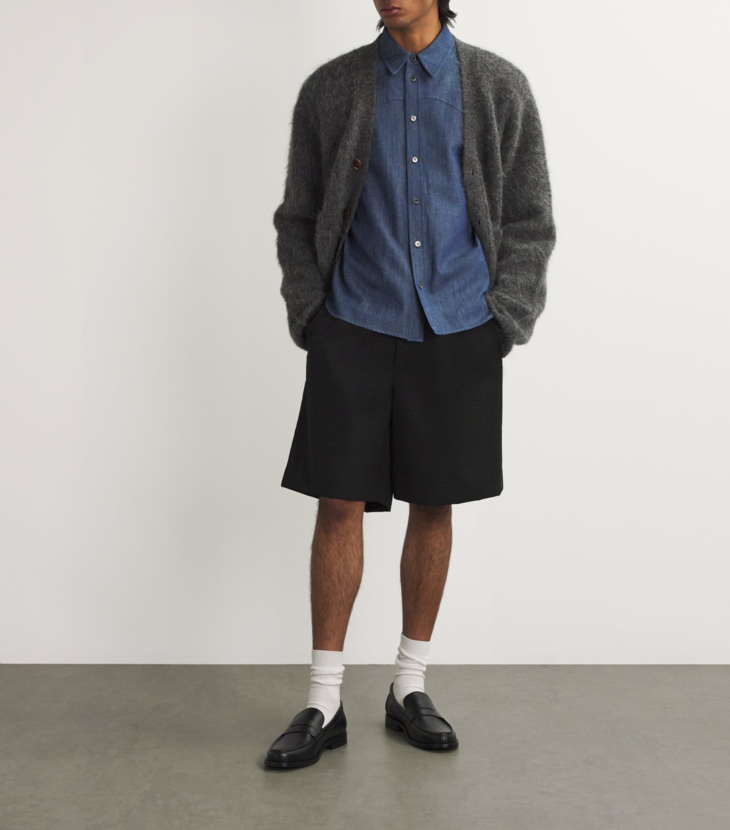 Cotton-Linen Denim Western Shirt BLUE Image 2