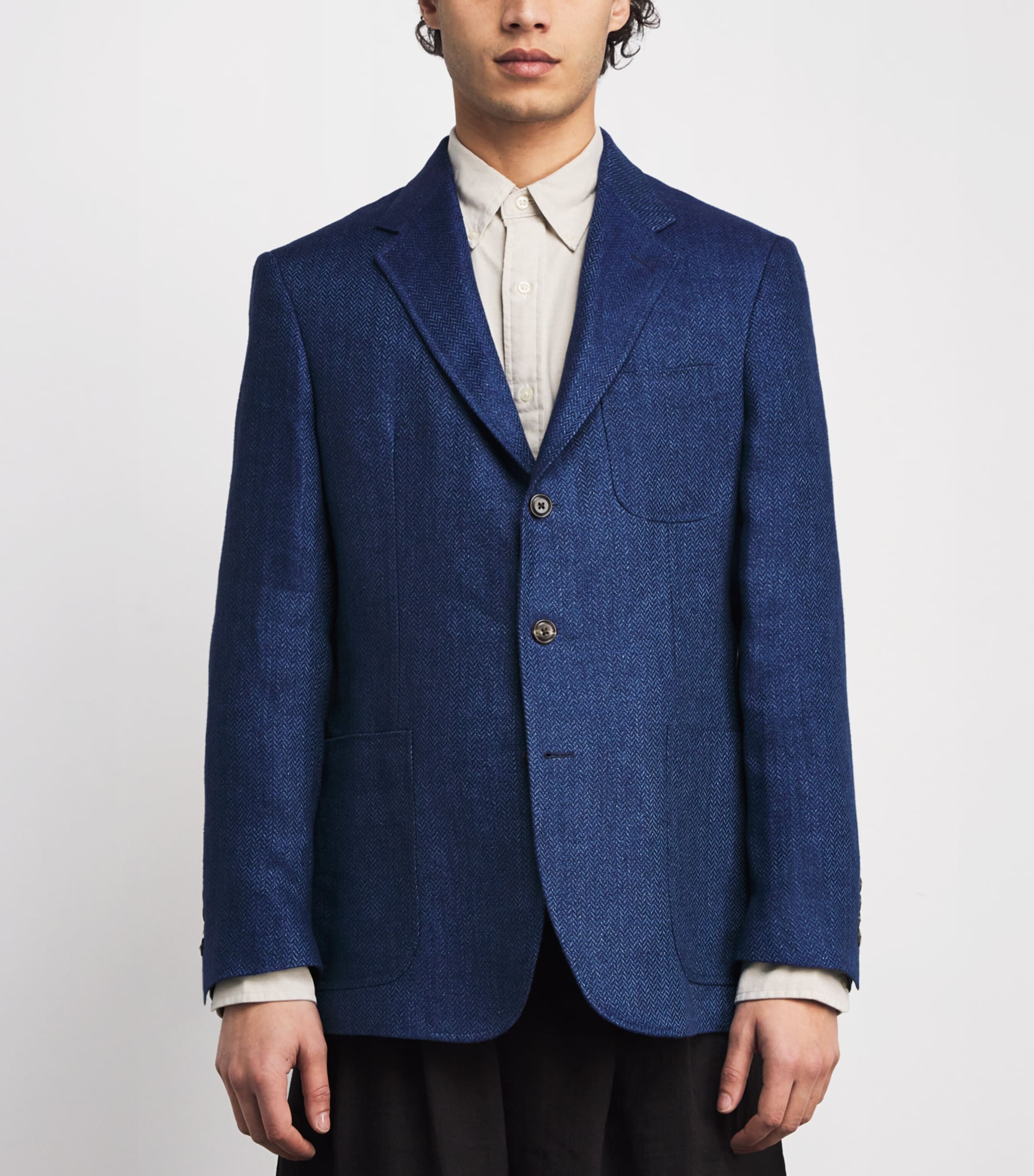 Linen Herringbone Blazer BRIGHT NAVY Image 3