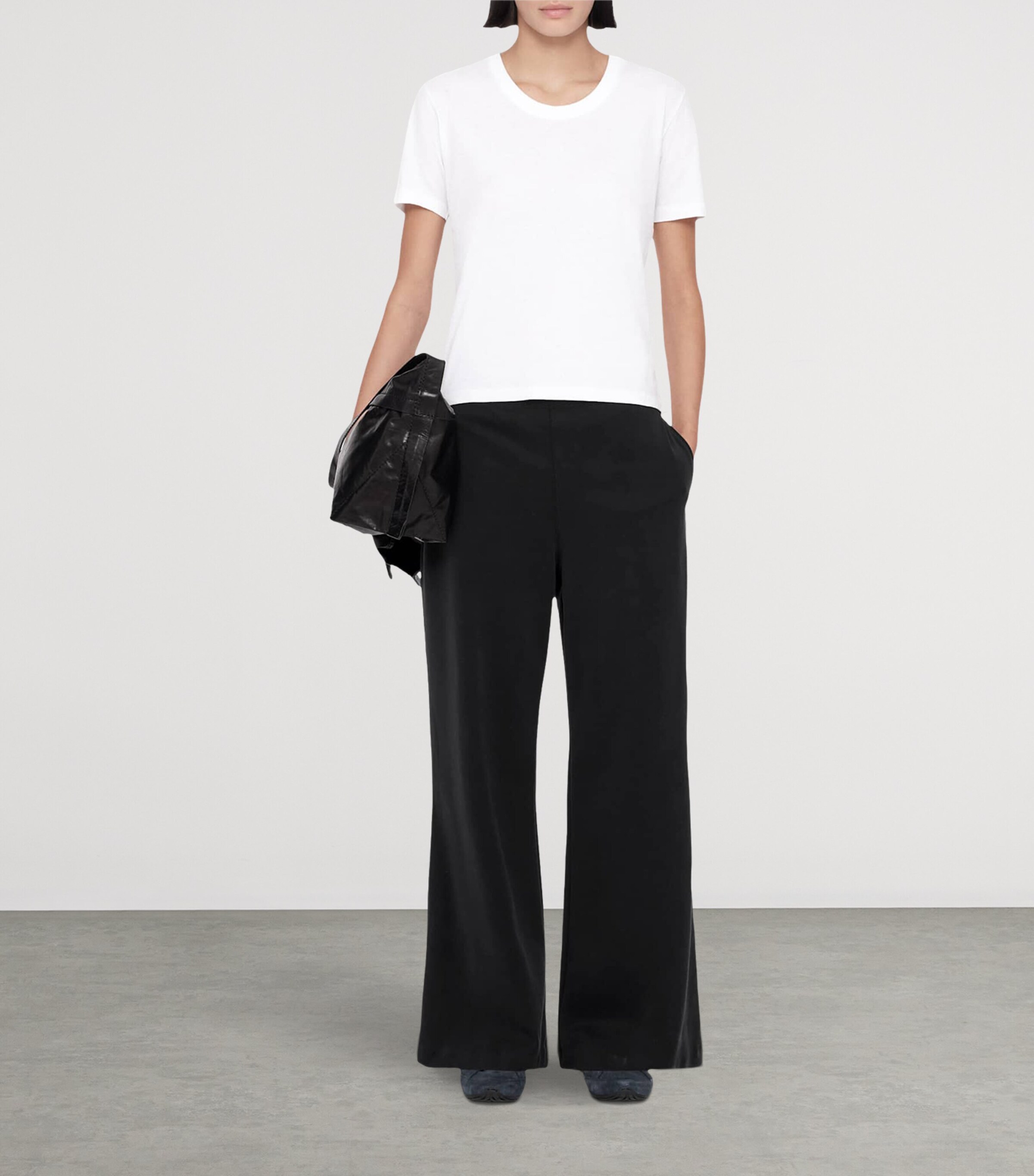 AllSaints Womens Modal-Blend Elodie Wide-Leg Trousers Black Image 5