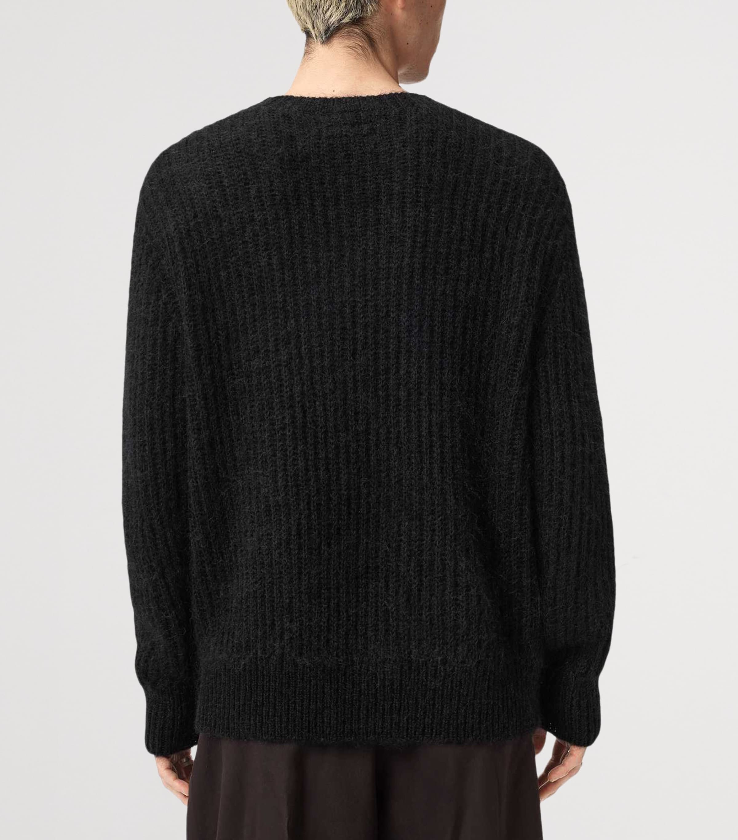 AllSaints Mens Embroidered Chainy Sweater Black Image 4