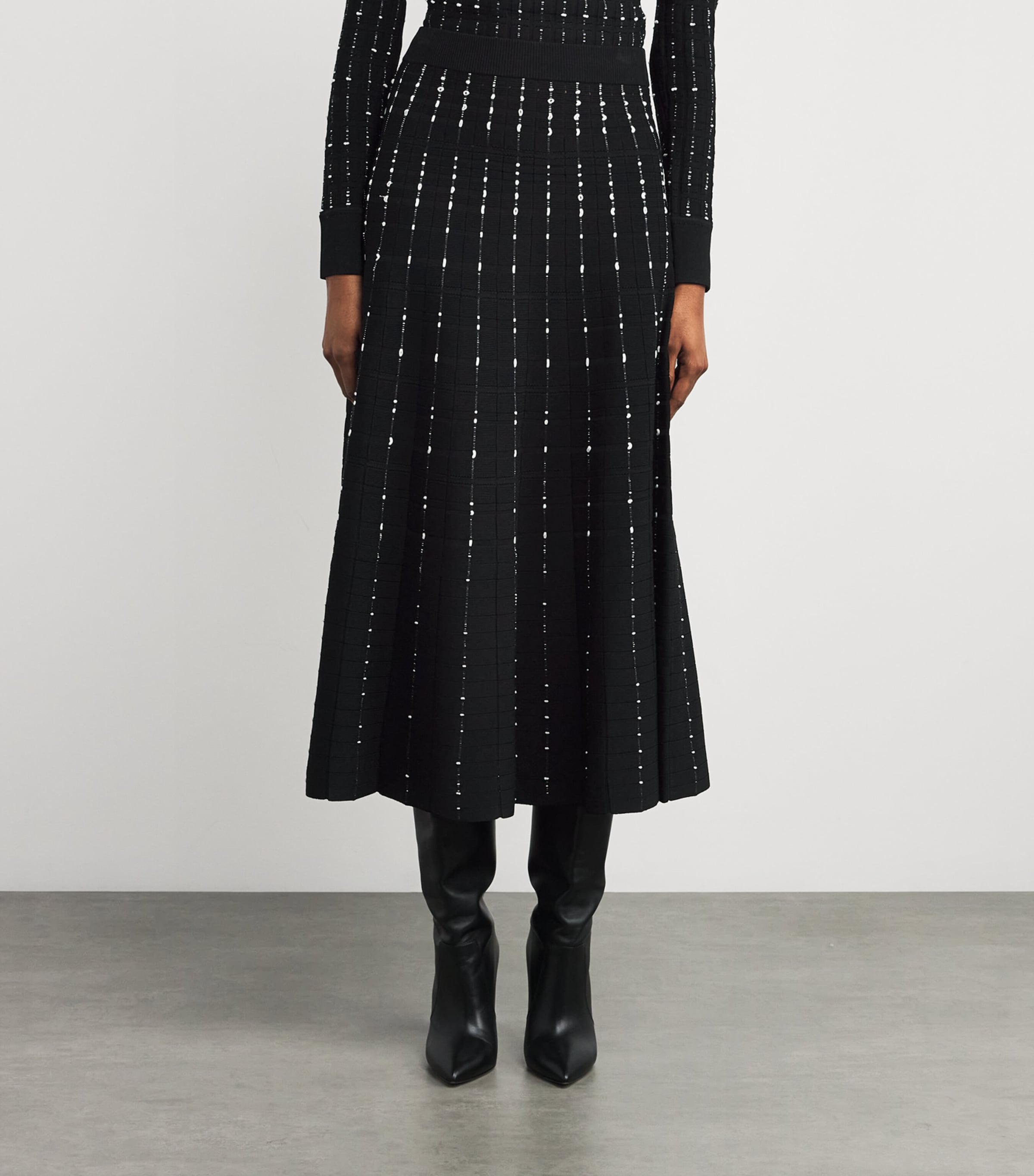 Fragmented Stripes Midi Skirt BLACK/IVORY Image 3