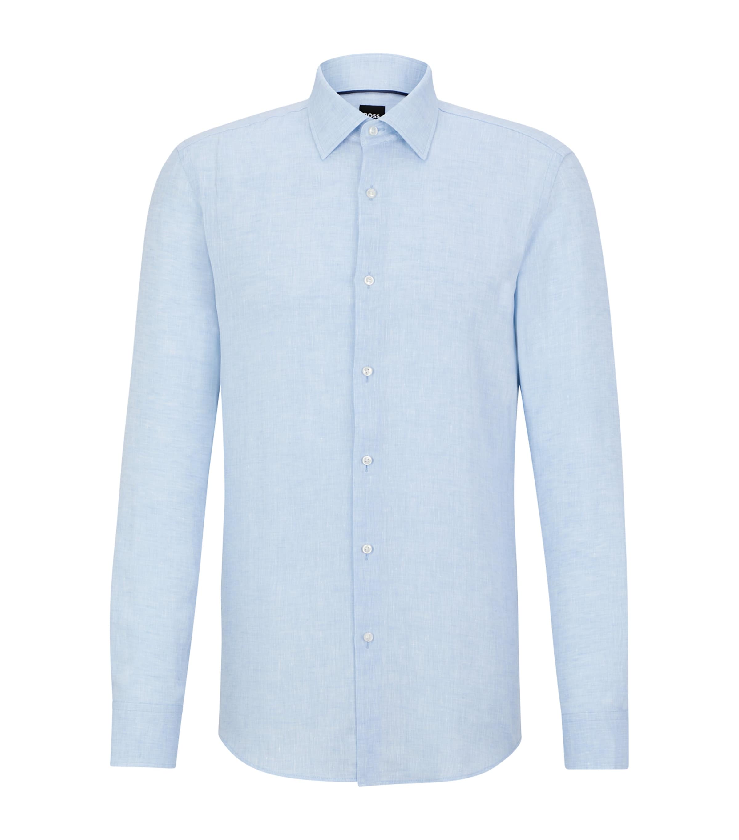 Hugo Boss Regular-fit Shirt In Easy-iron Striped Stretch Cotton In Blue