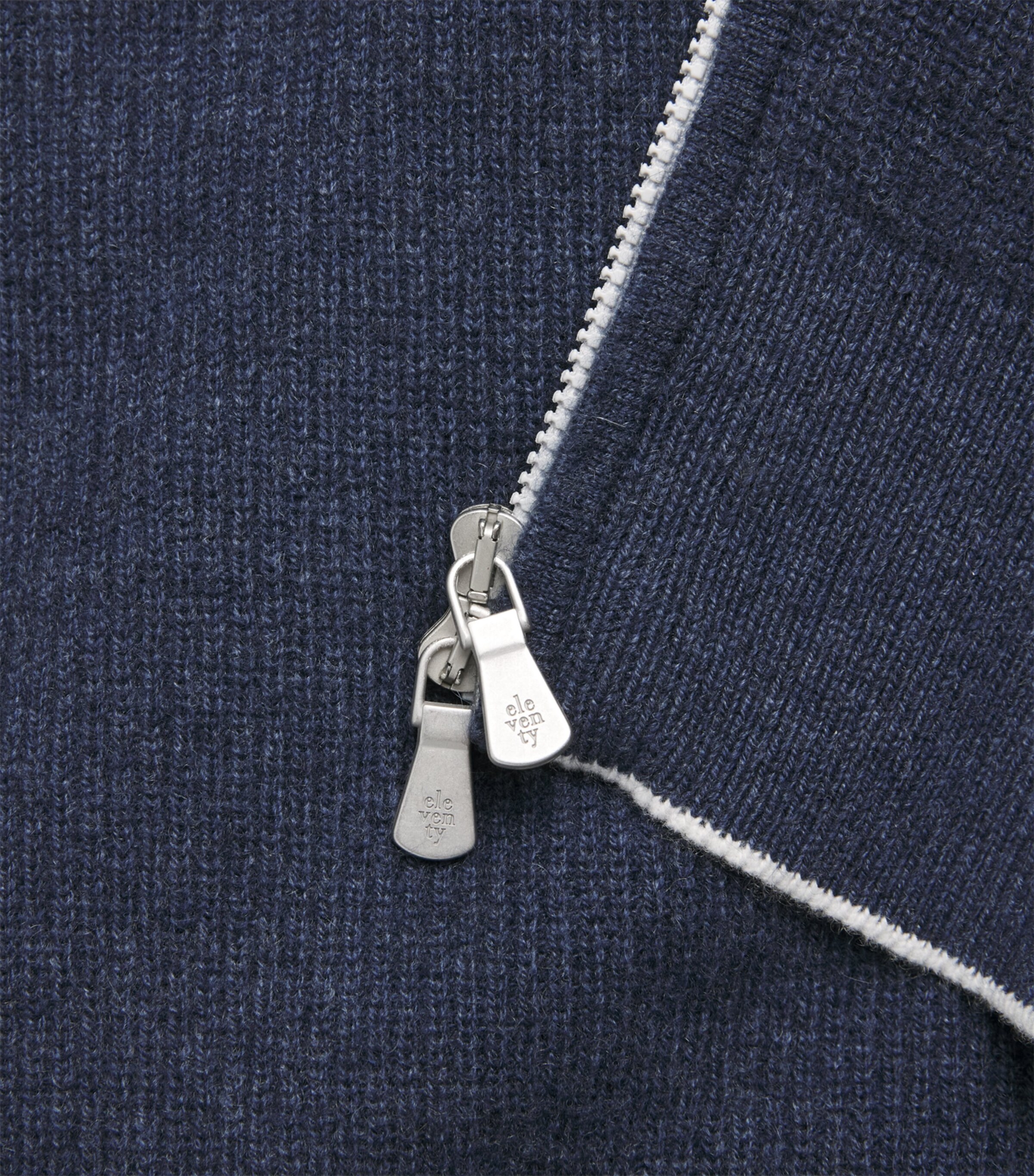 Eleventy Mens Wool Zip-Up Cardigan Blu Royal E Bianco Image 6
