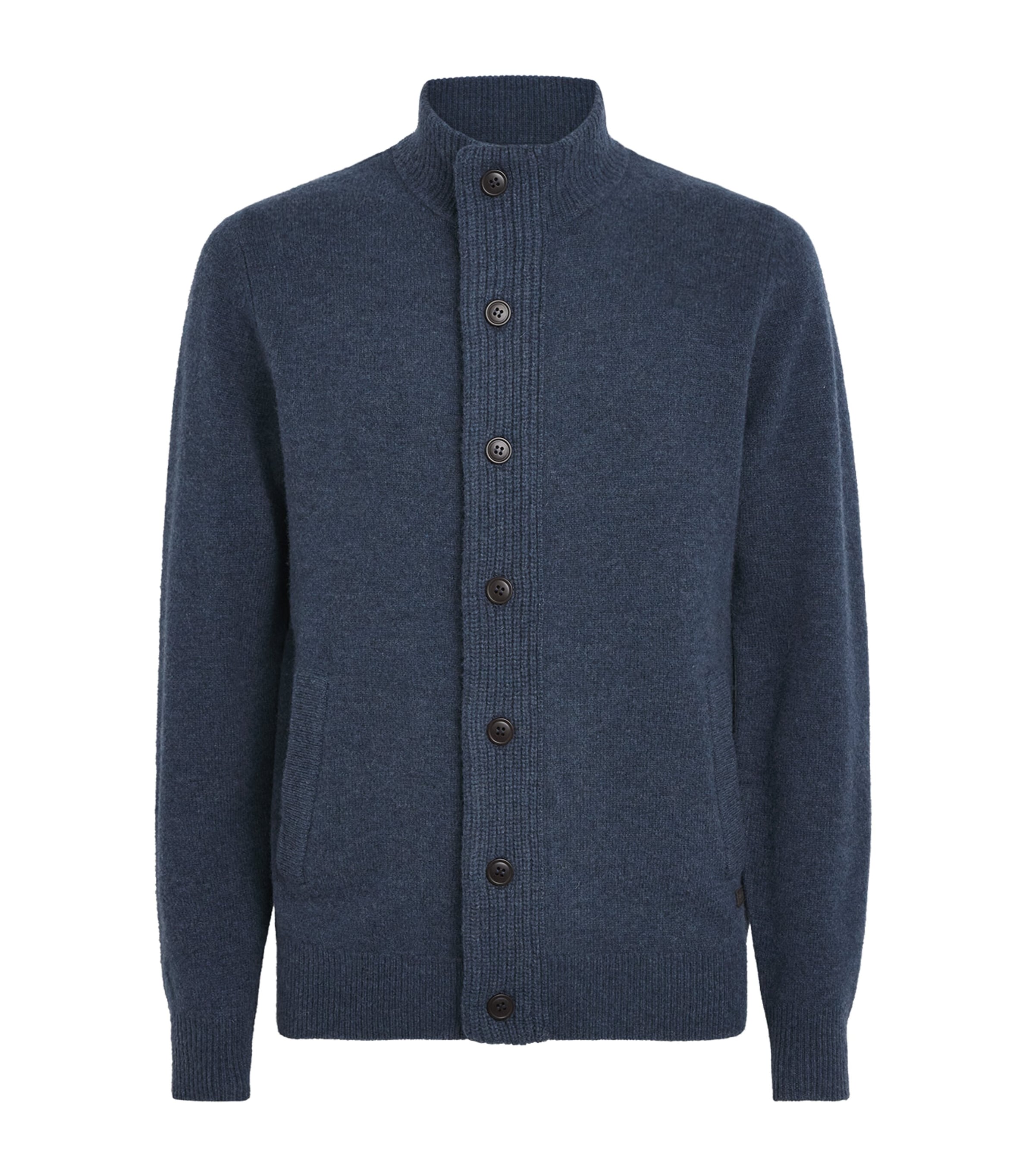 Barbour Mens Wool Patch Zip-Through Cardigan Dark Indigo Image 1